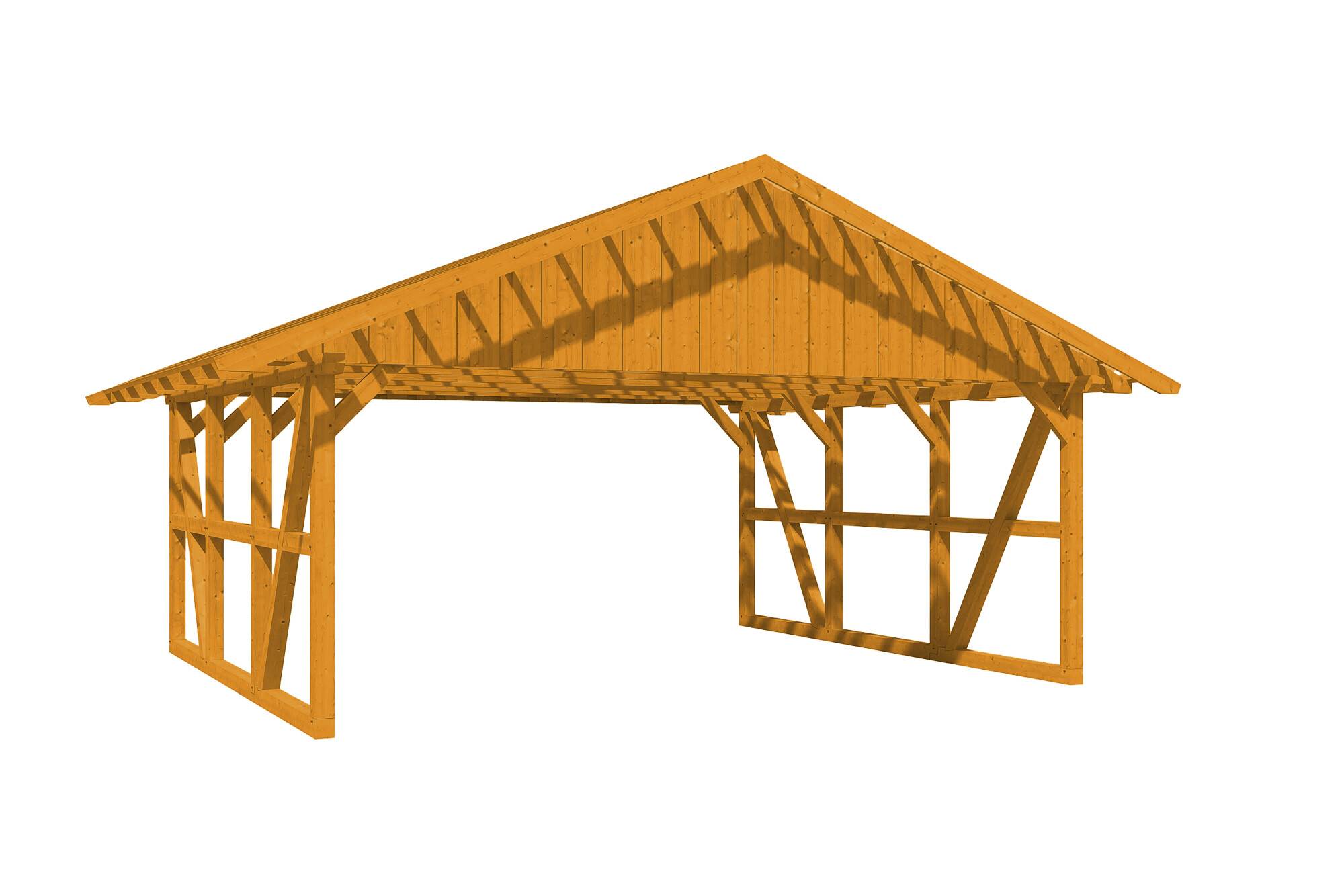 Carport Schwarzwald 684 x 600 cm, eiche hell, mit Dachlattung