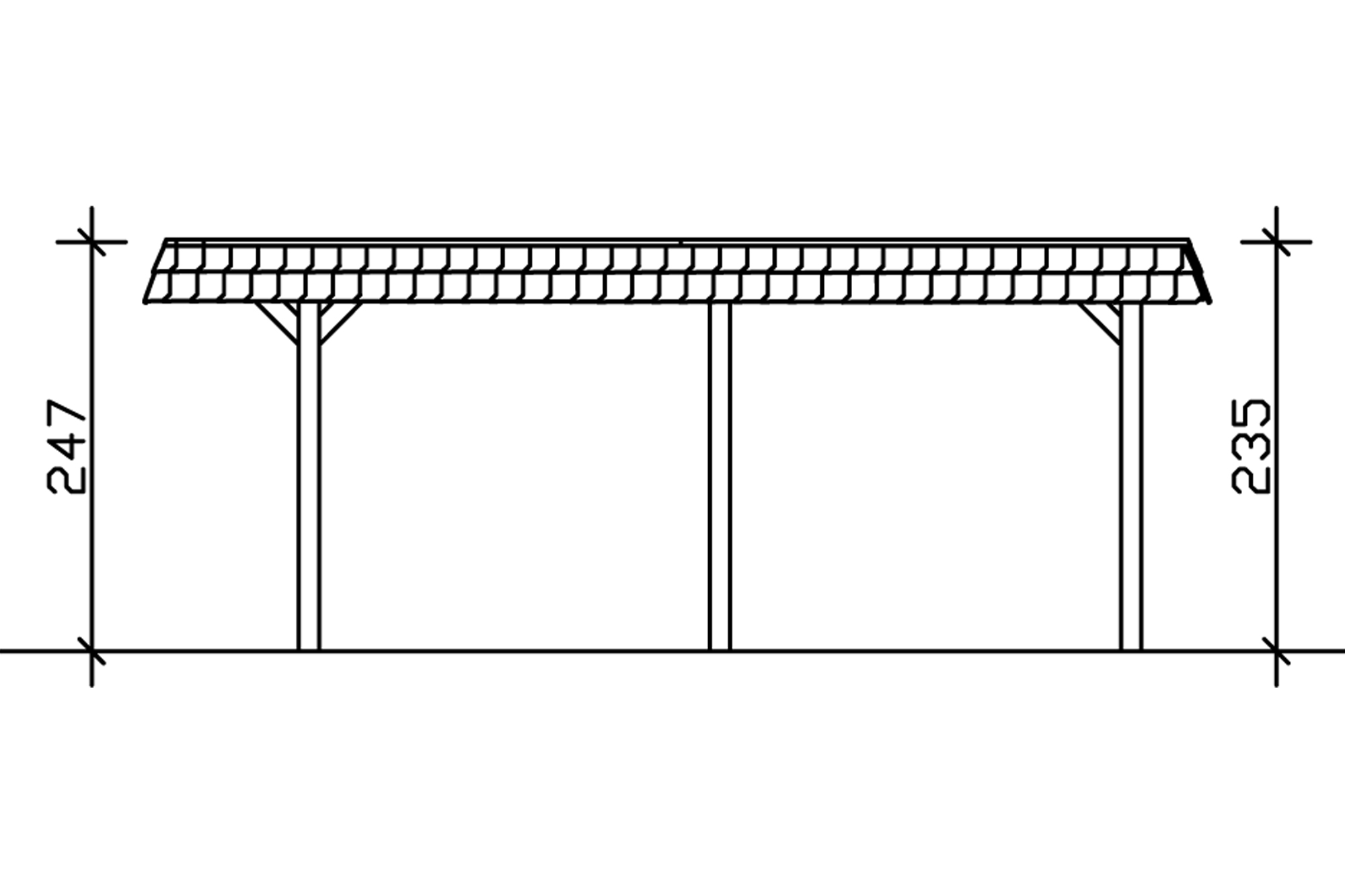 Carport Wendland 409 x 628 cm with EPDM roof, red fascia, colour pre-treated walnut