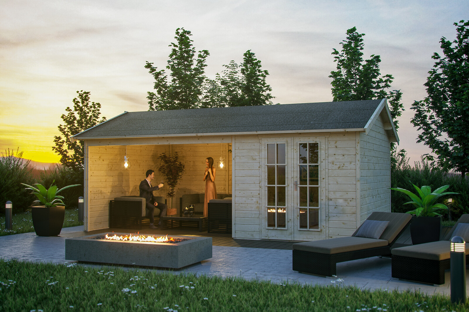 Gartenhaus Tilburg 613 x 380 cm, natur