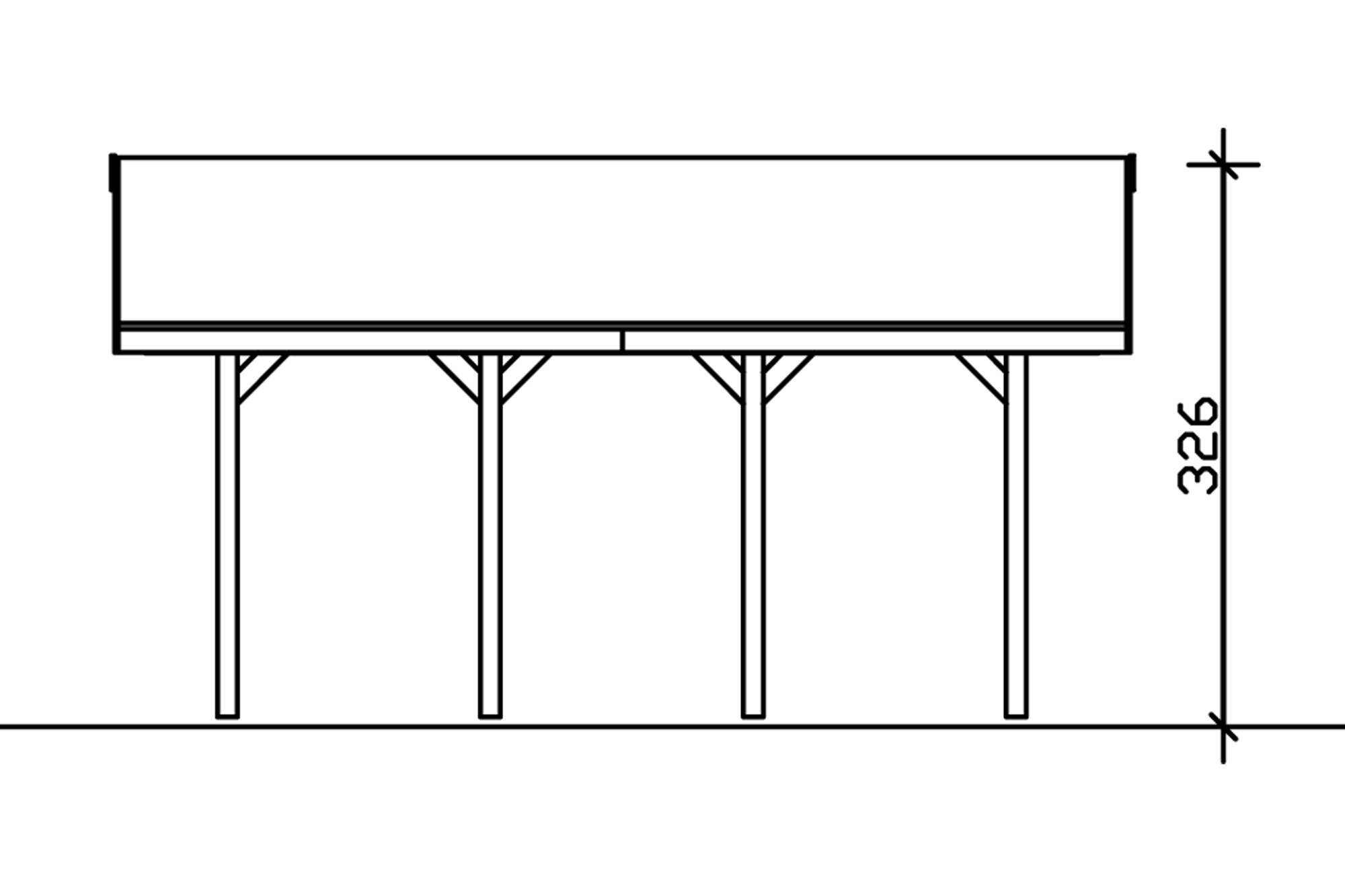 Grafik (Schnitt): Carport Wallgau 430 x 600 cm
