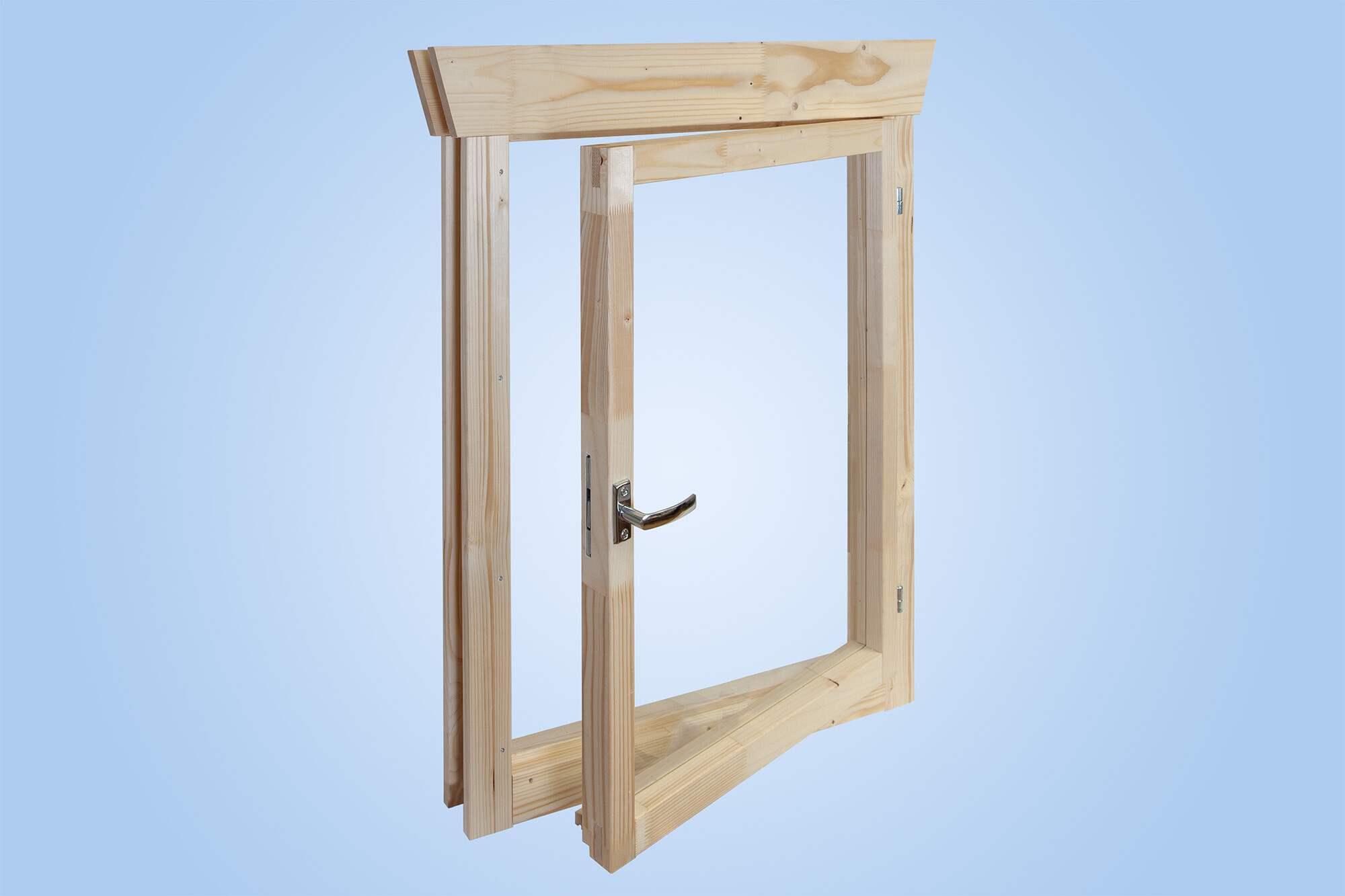 Single window, right hinge 57,5x 70,5 cm, 28mm, untreated