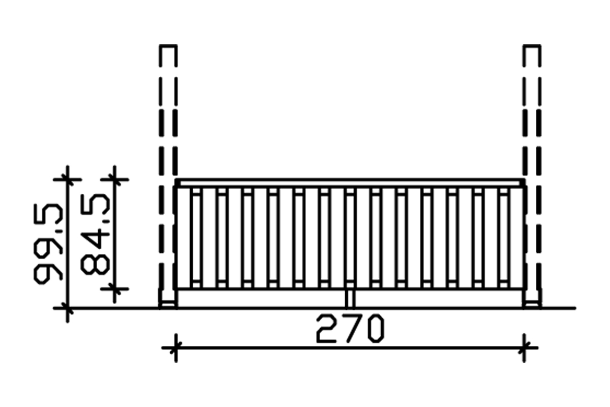 Brüstung Deckelschalung 270 x 84 cm, Douglasie, natur