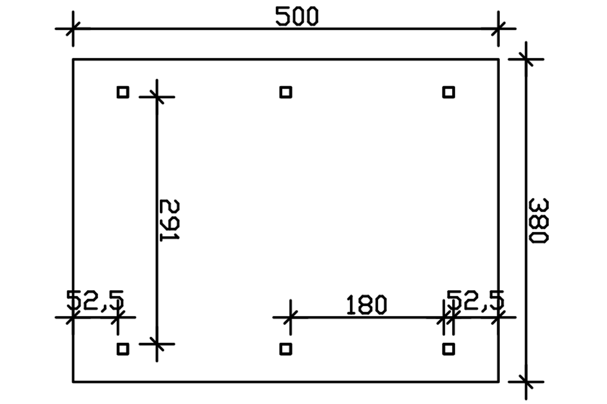 Grafik (Grundriss): Carport Wallgau 380 x 500 cm