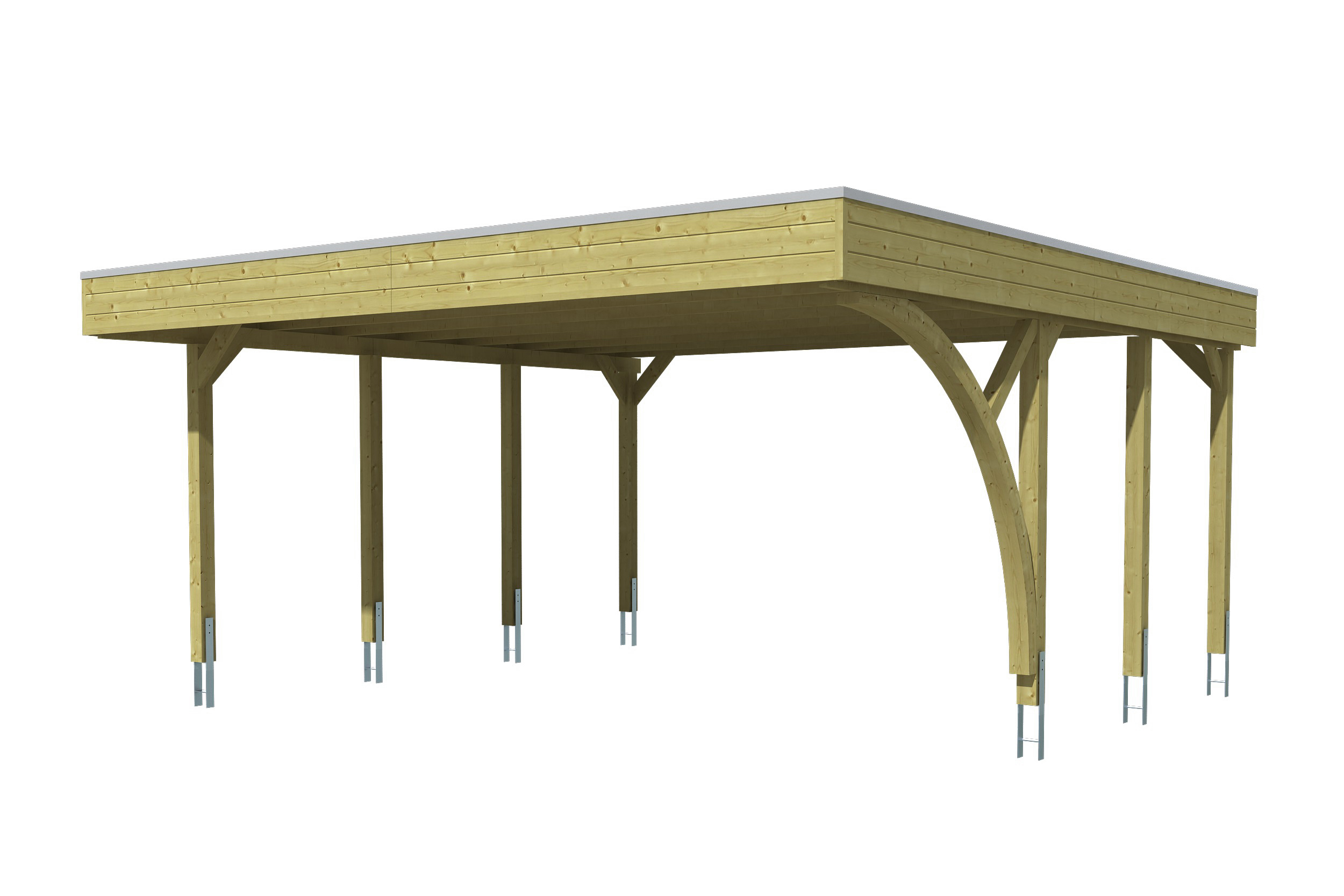Carport Friesland Set G, 546 x 555 cm, mit einem Einfahrtsbogen, grün imprägniert