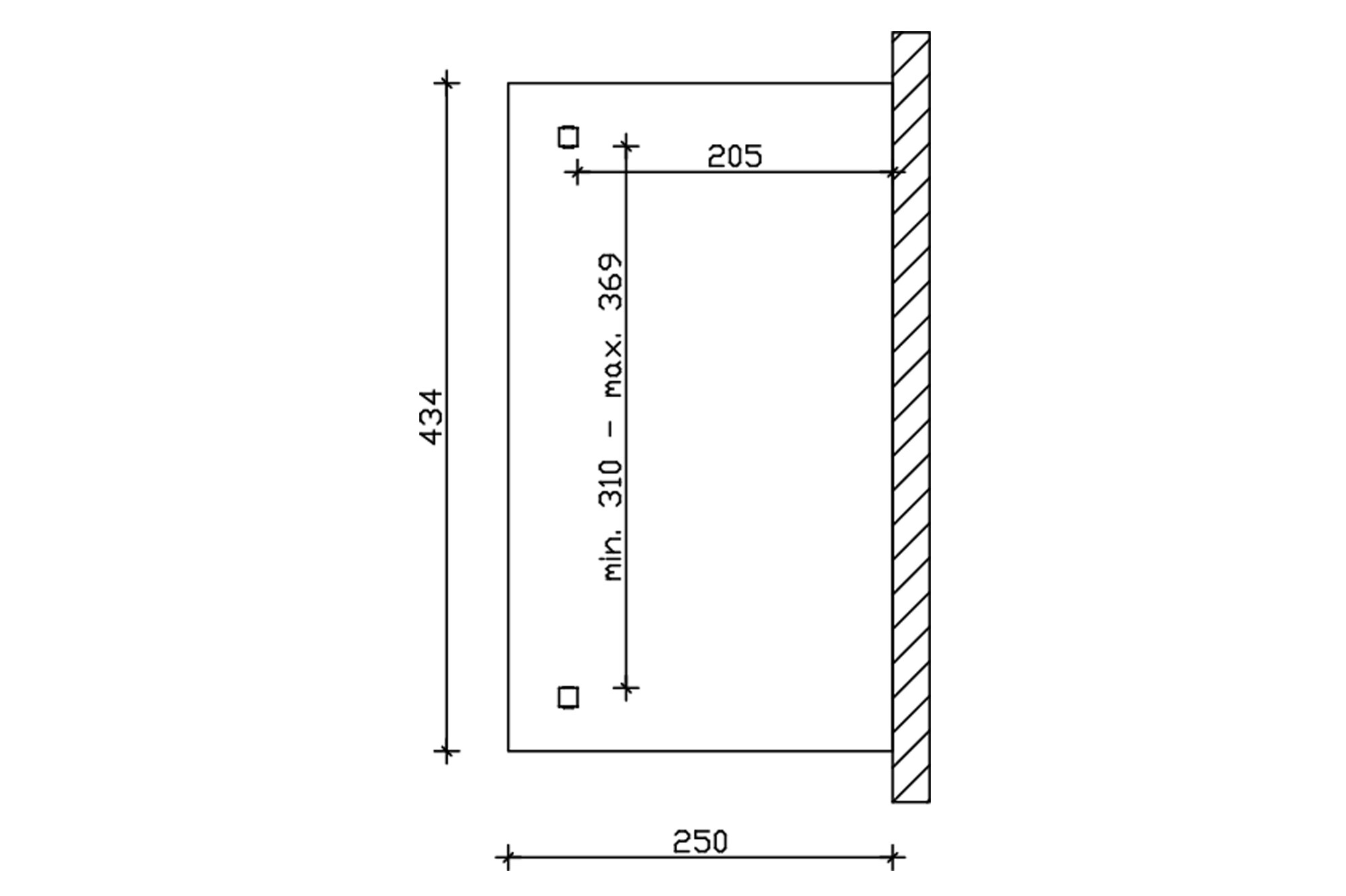 Grafik (Grundriss): Terrassenüberdachung Ancona 434x250 cm