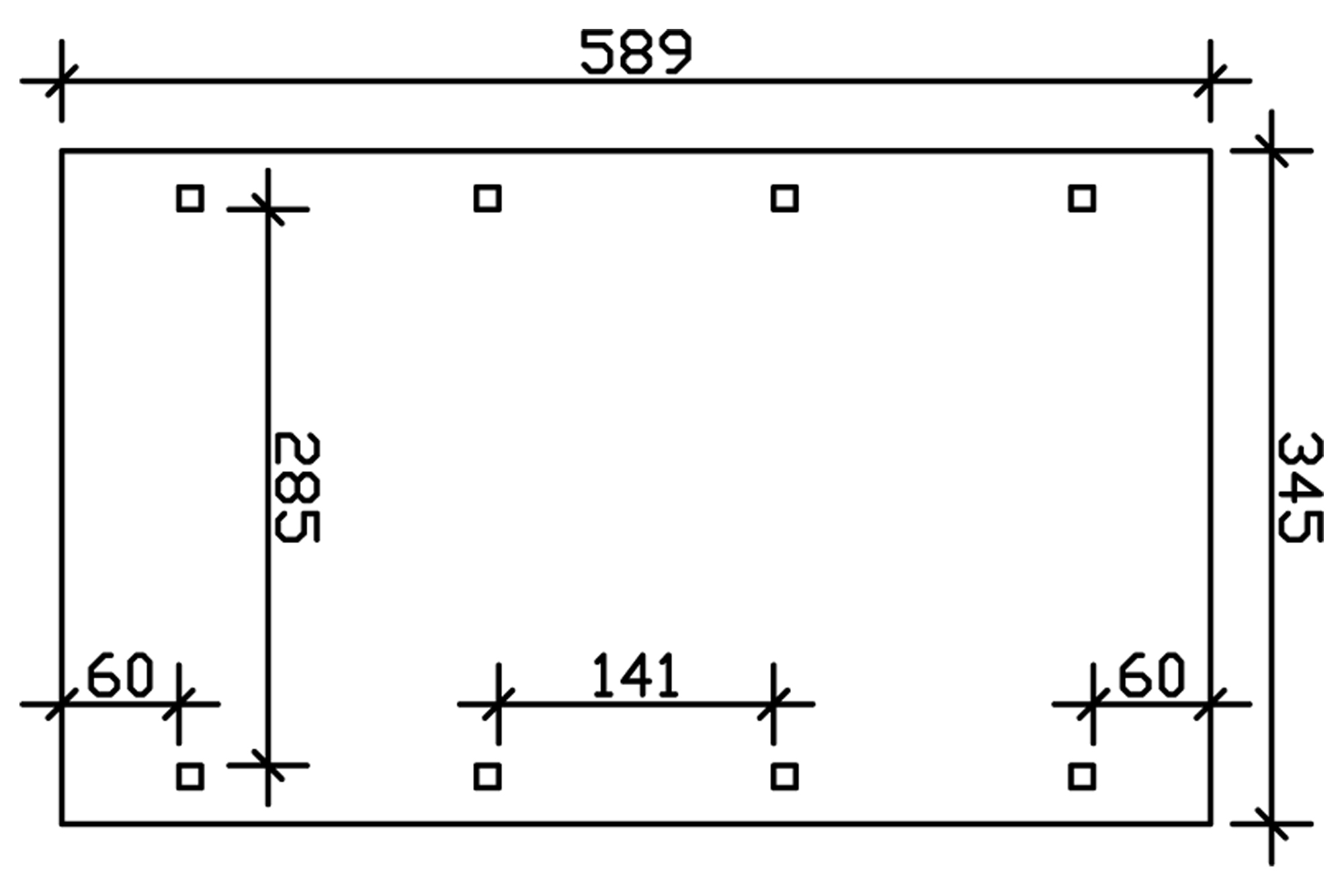Grafik (Grundriss): Carport Spreewald 345 x 589 cm