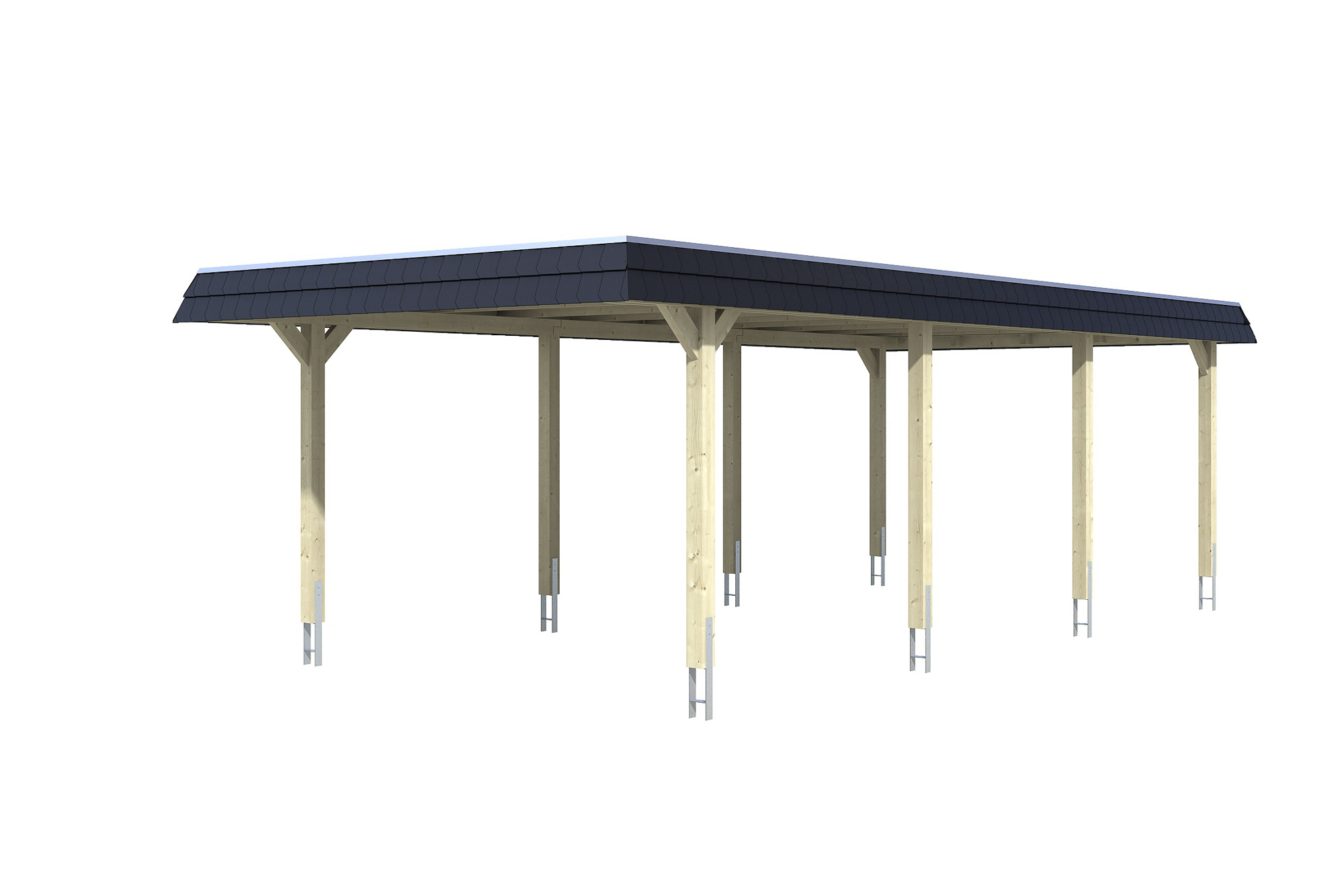 Carport Wendland 409 x 870 cm with EPDM roof, black fascia