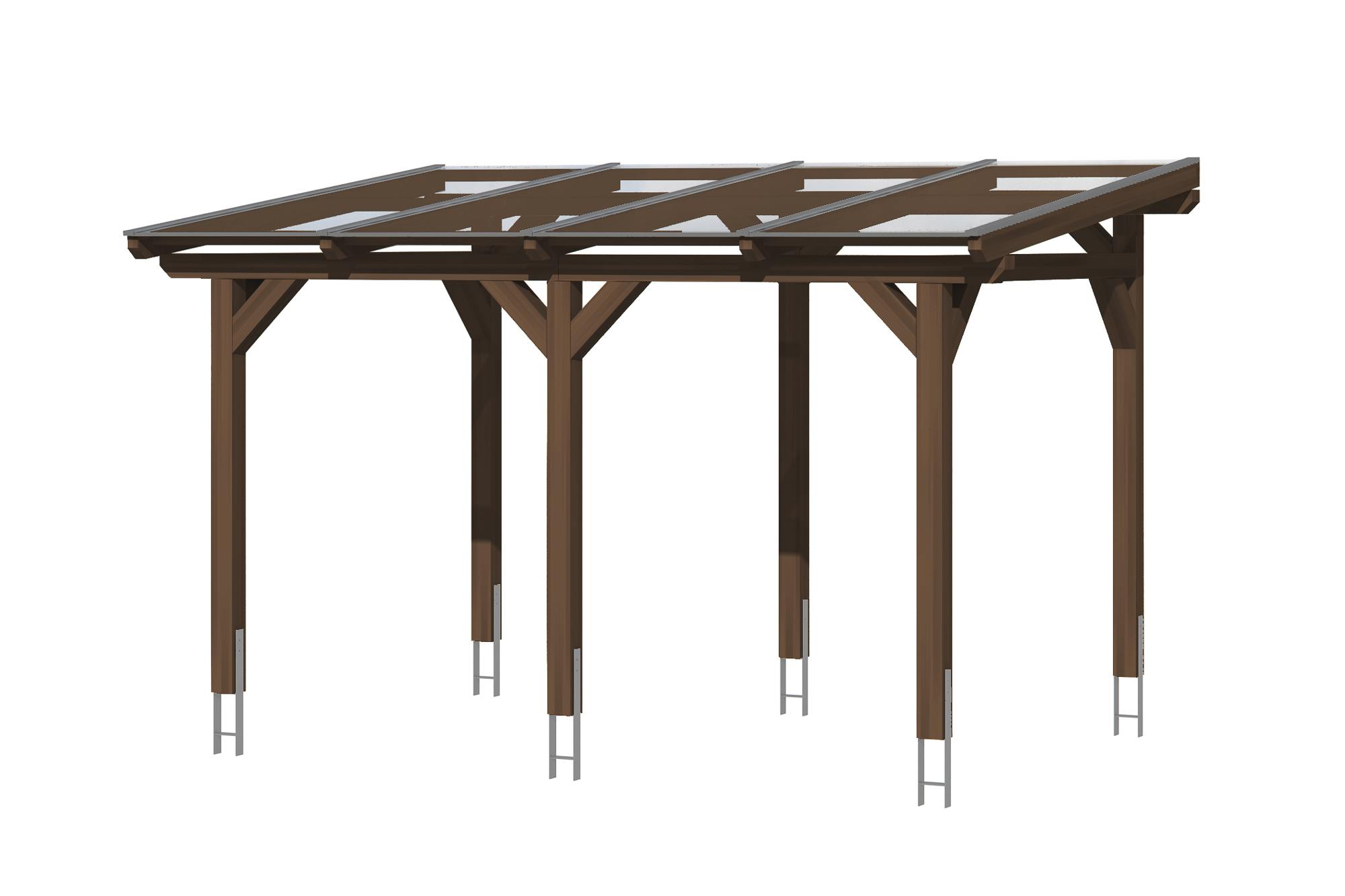 Terrasoverkapping Siena 434 x 250 cm, gelamineerd hout, gelakt in noten