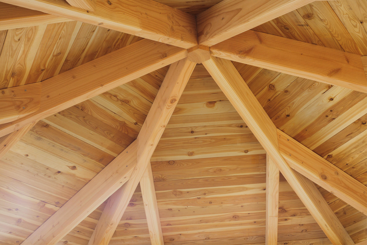 Detailbild: Dachunterseite Pavillon Colmar, farblich unbehandelt