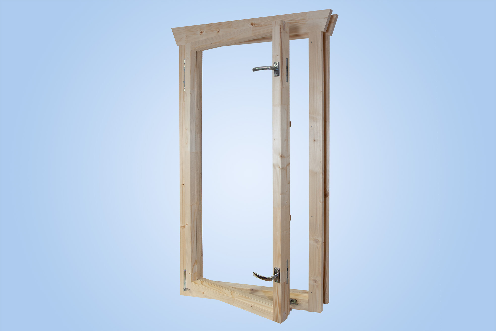 Single window, left hinge 57,5x123,5cm, 45mm, untreated