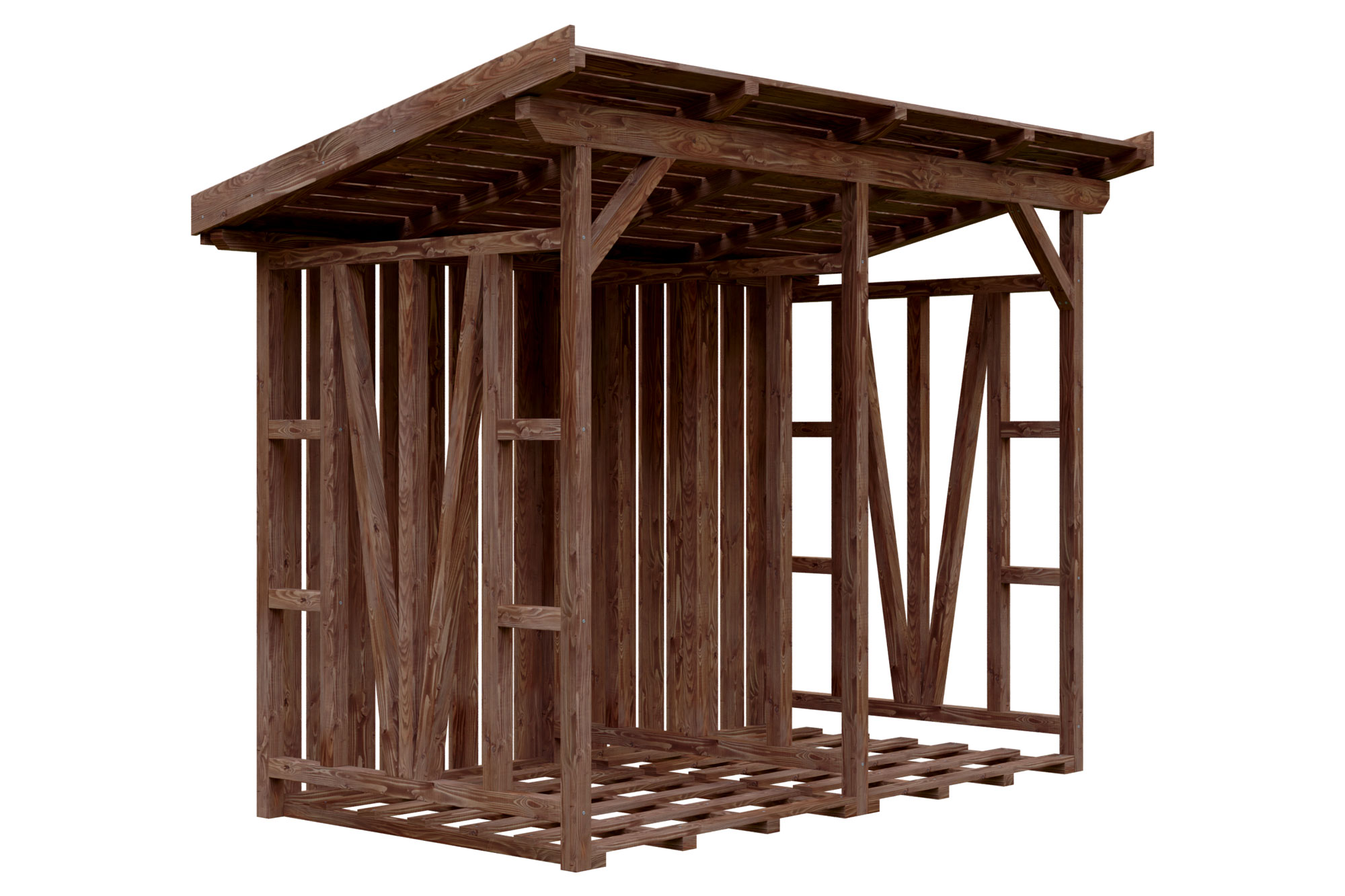 Abri bûches MAX 1, 300 x 160 cm, traitement coloré noyer