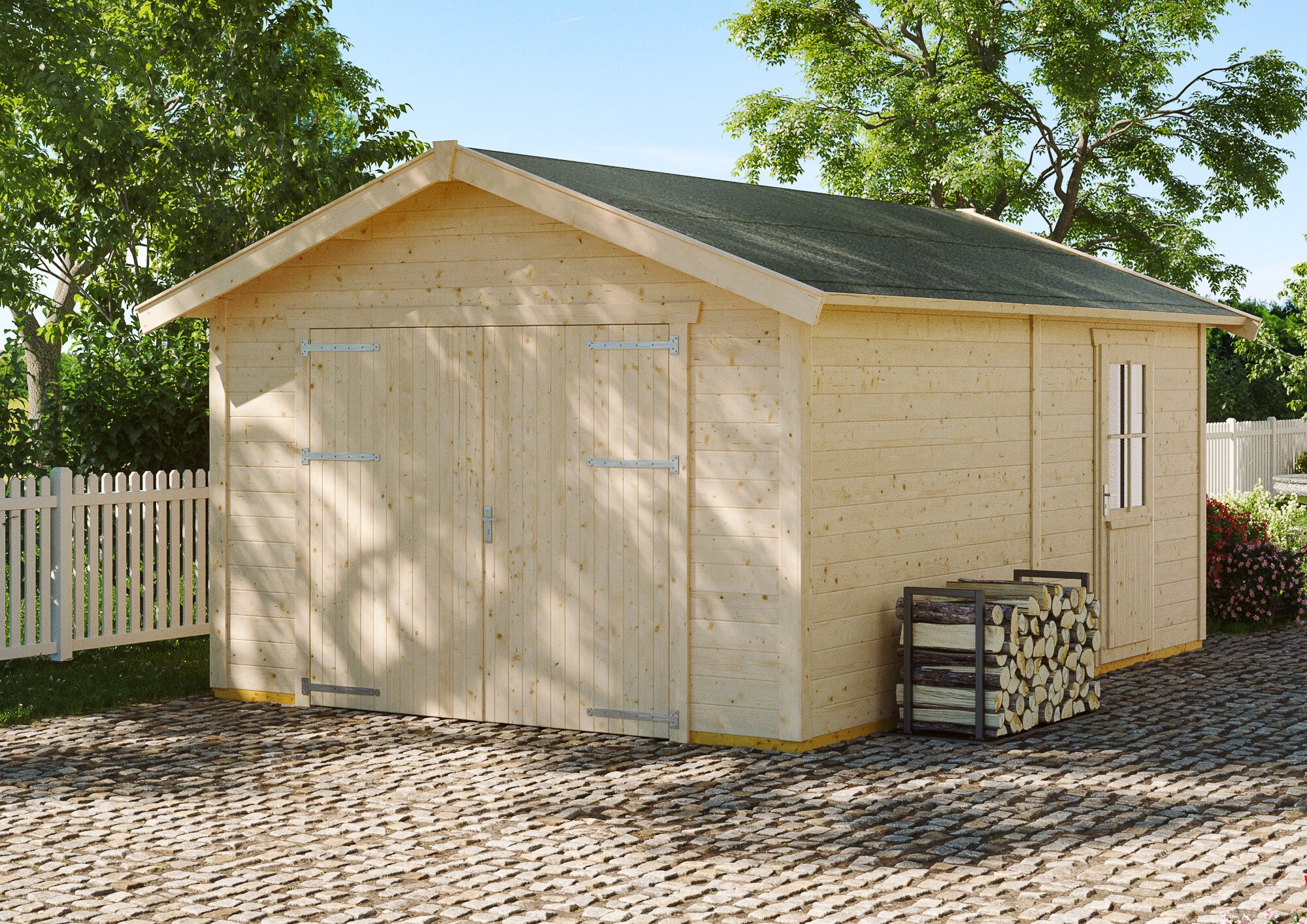 Wooden garage Varberg 1, 370 x 525 cm, untreated