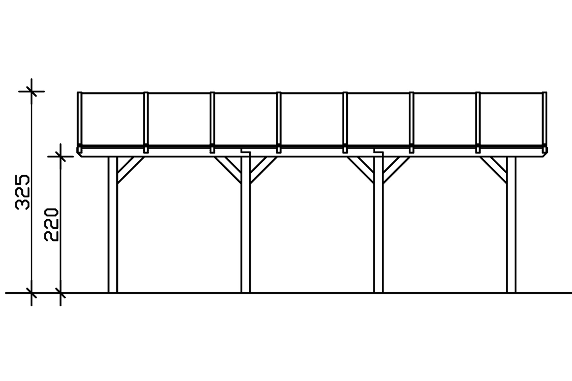 Carport Franken 635 x 969 cm, gelakt in wit, met polycarbonaatplaten