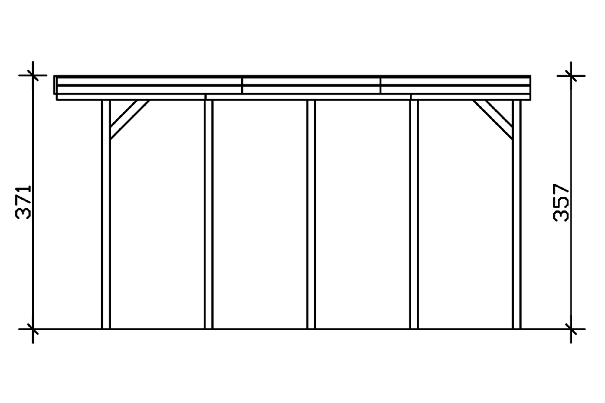 Grafik (Schnitt): Carport Friesland Caravan 397 x 708 cm