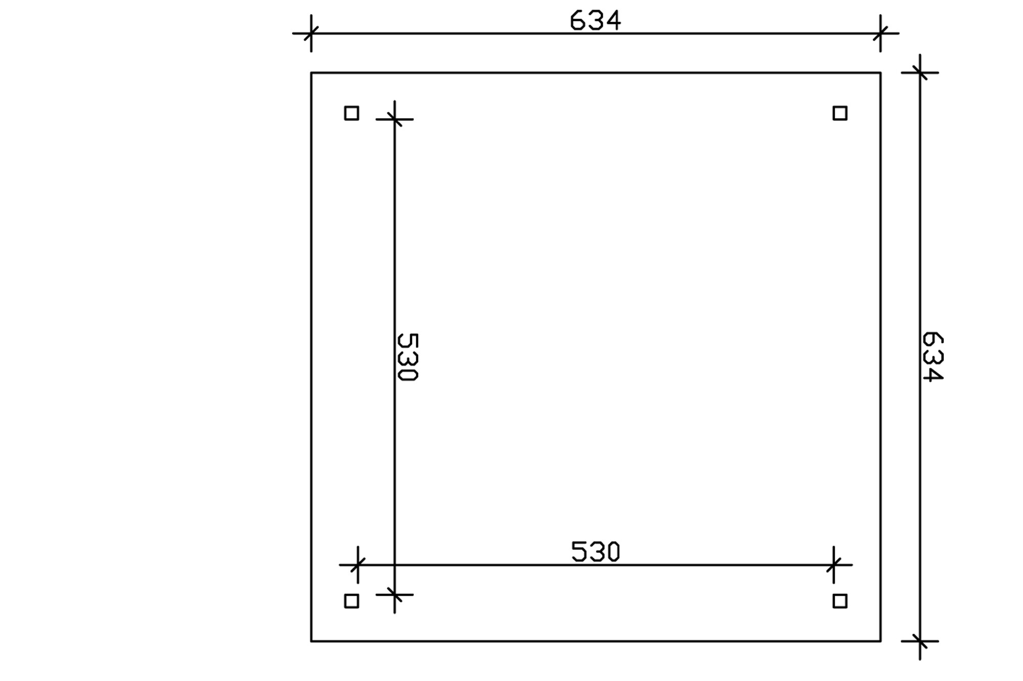 Carport TAUNUS 634x634cm, bois lamellé-collé, traitement coloré blanc