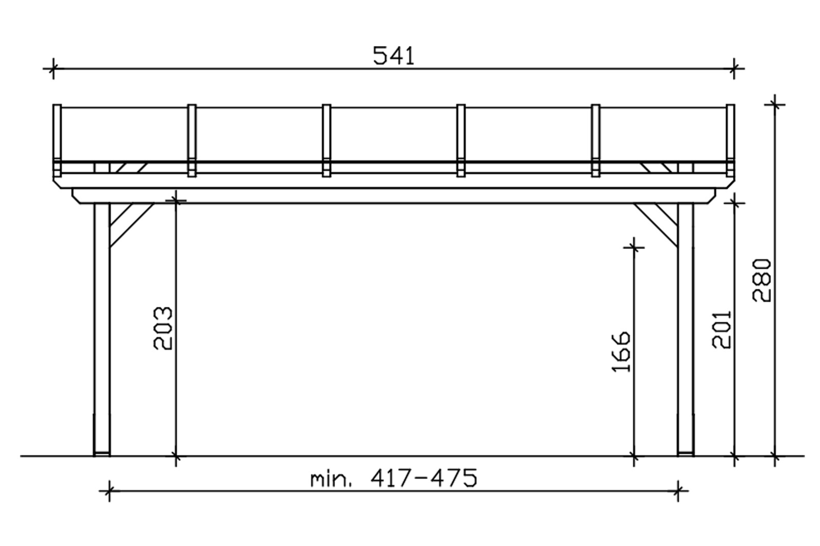 Terrace roof Sanremo 541 x 350 cm, glulam, untreated