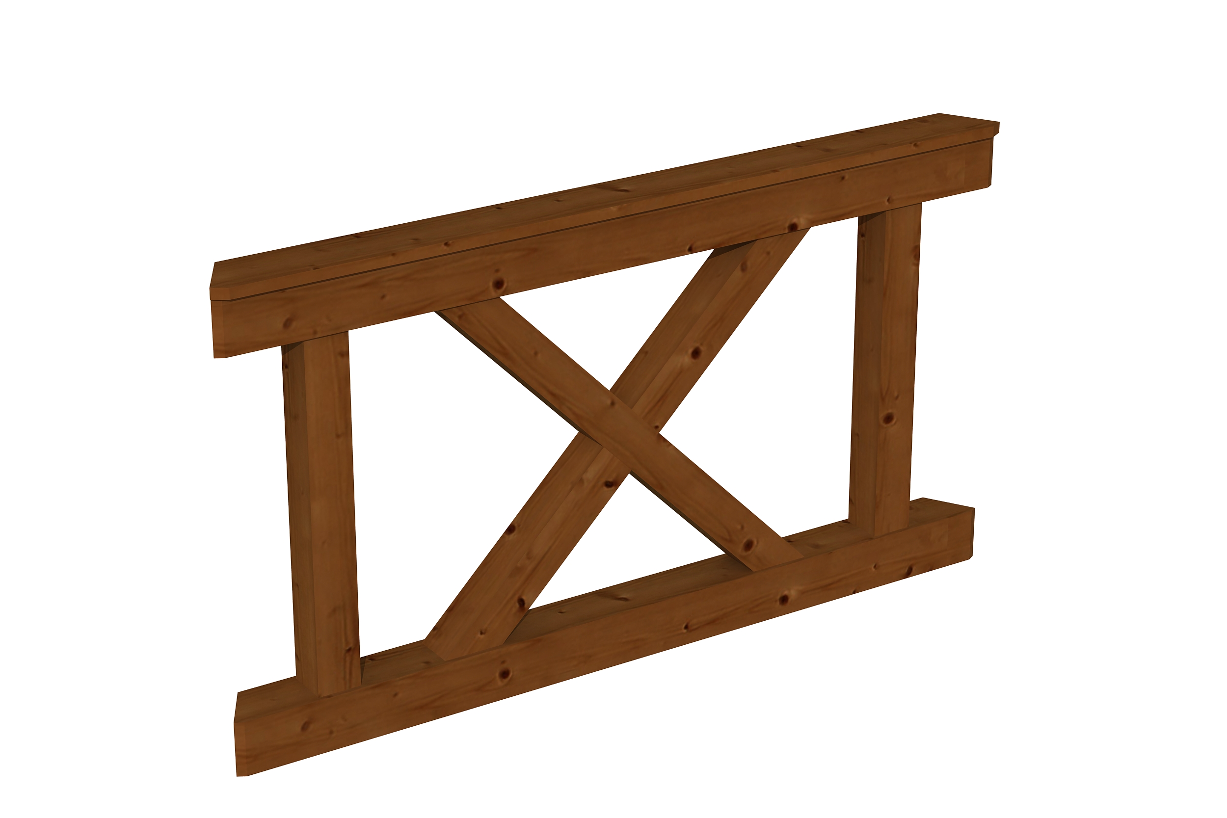 Brüstung Andreaskreuz 150 x 84 cm, Douglasie, nussbaum