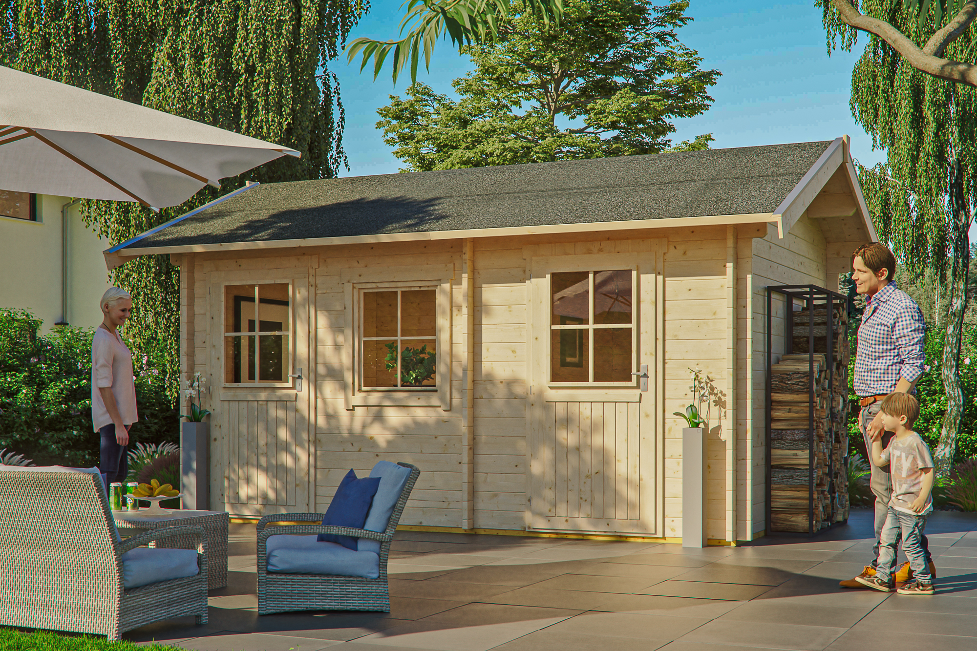 Chalet de loisirs LAUSANNE 450x300cm, 45mm, toit isolable (pour tuiles)