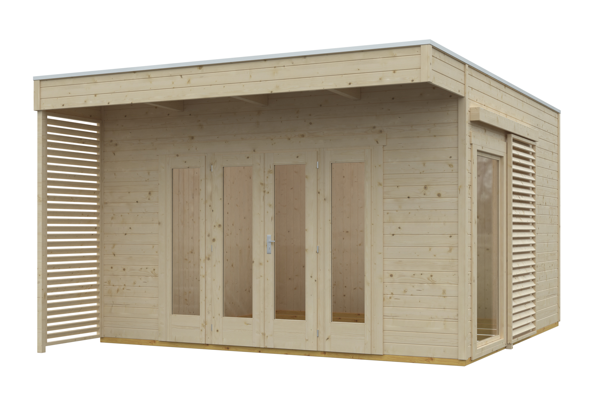 Gartenhaus Tokio 4, 402 x 402 cm, doppelschalig, natur