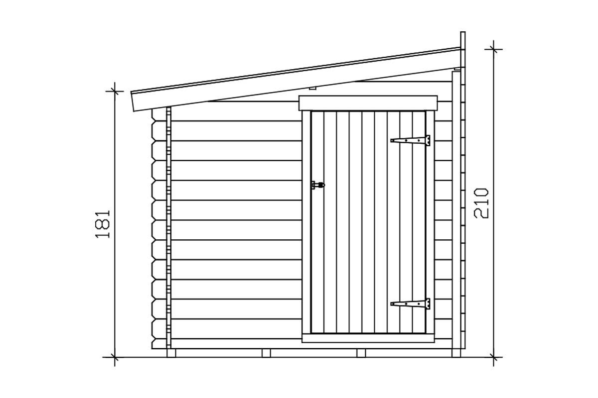 Aanbouwschuur 2, 200 x 200 cm, onbehandeld