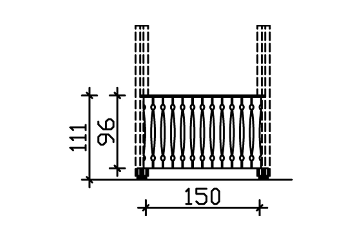 Balustrade panneau ajouré 150 x 96 cm (NANCY 2/Versailles), bois d'épinette, non traité