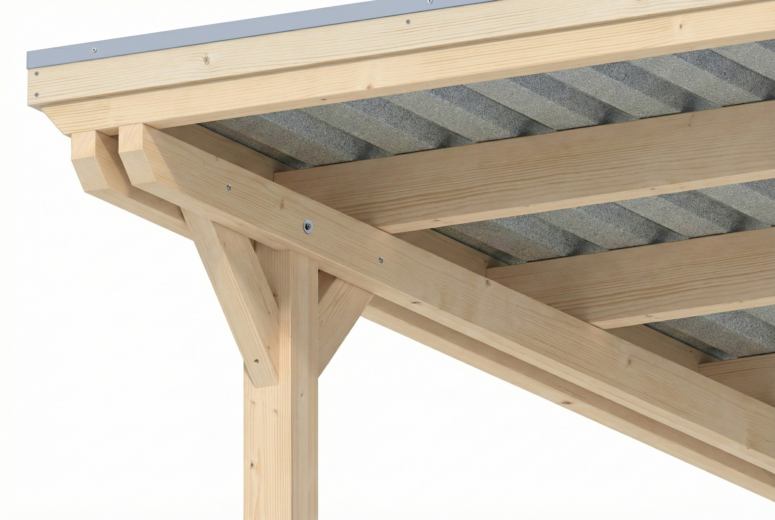 Carport Emsland 340 x 604 cm, Stahl-Dachplatten mit Antikondensvlies, natur