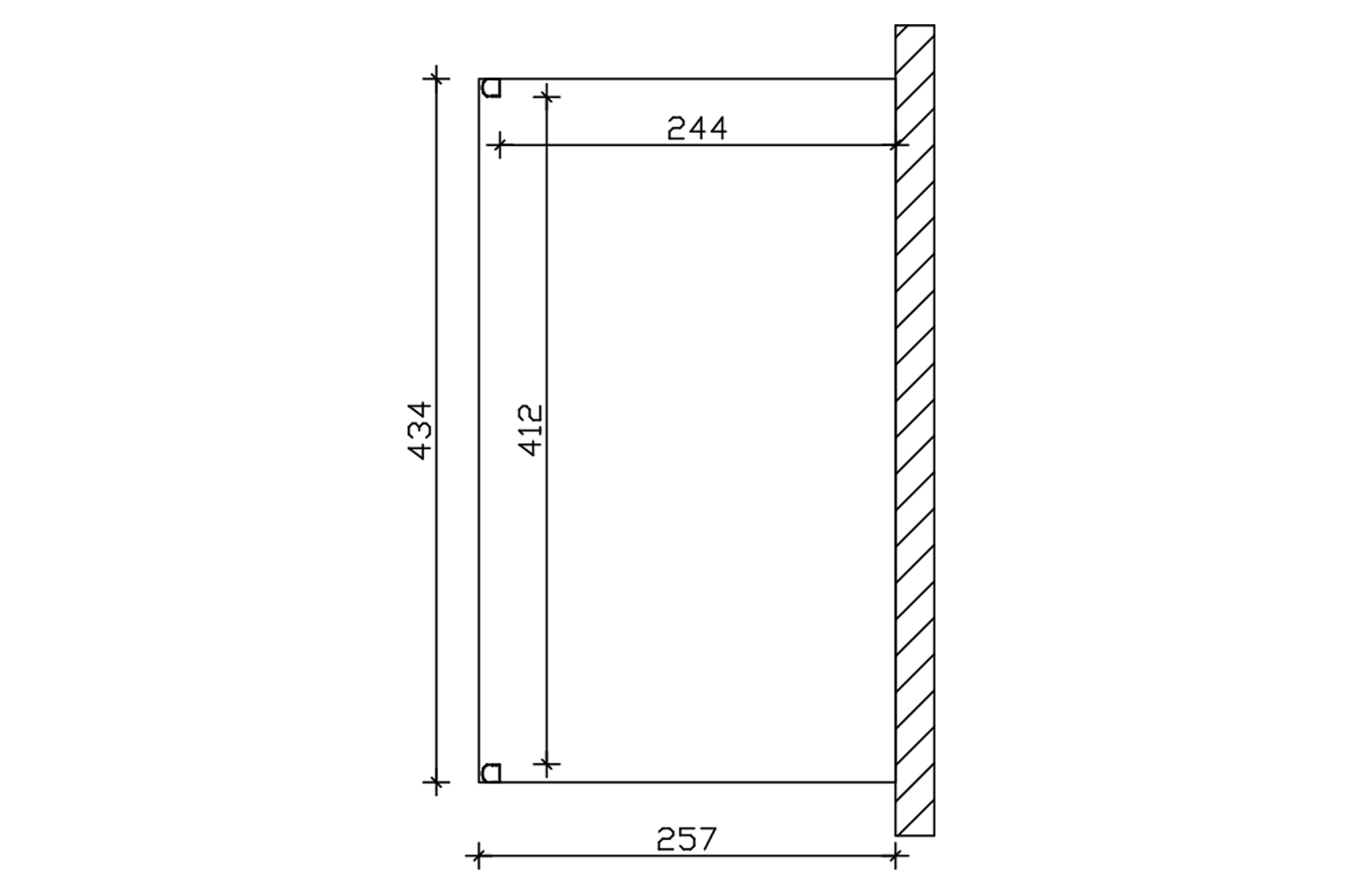 Grafik (Grundriss): Terrassenüberdachung Genua 434x257 cm