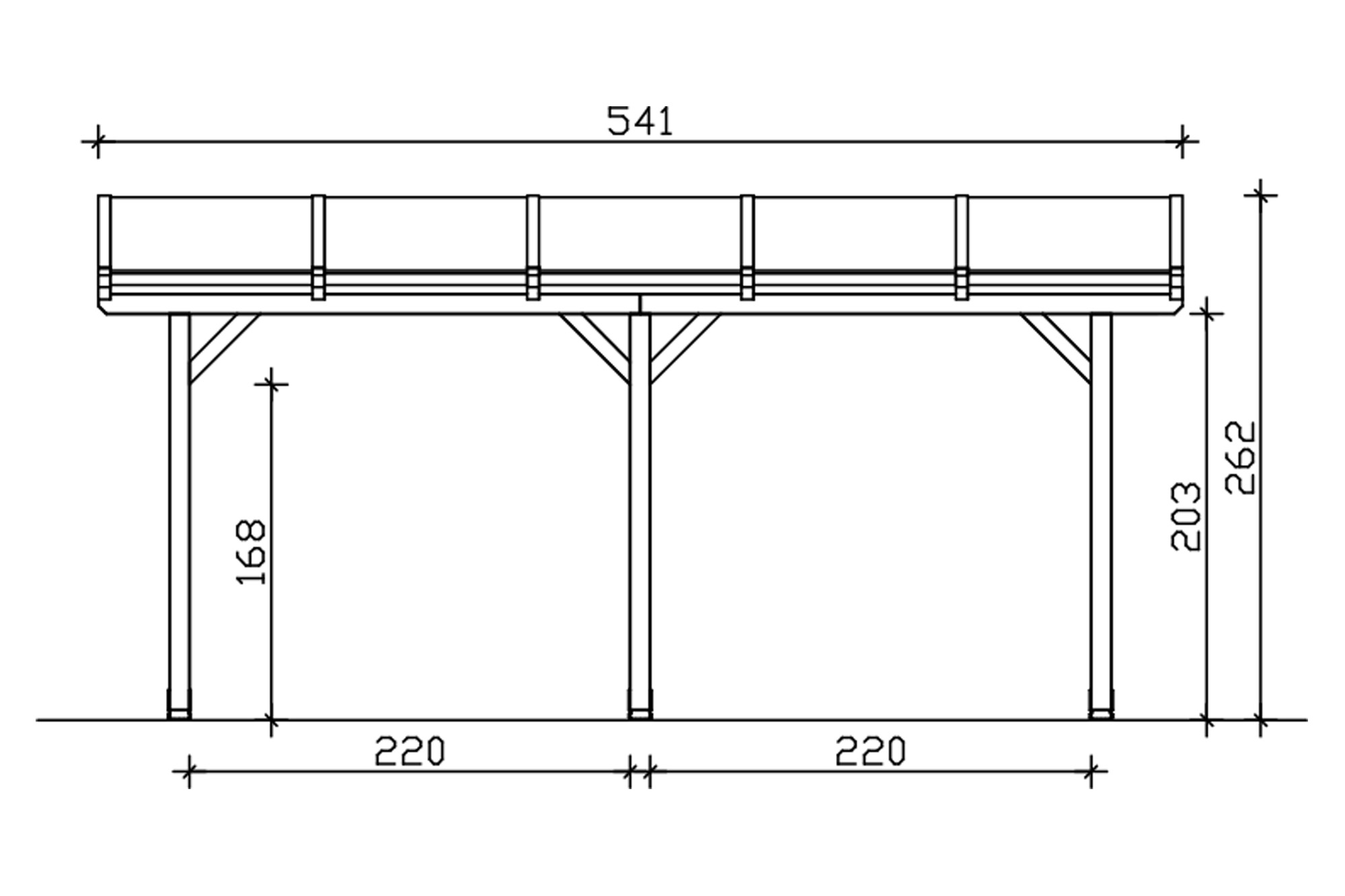 Rimola terrace roof, 541 x 300 cm, douglas fir, natural