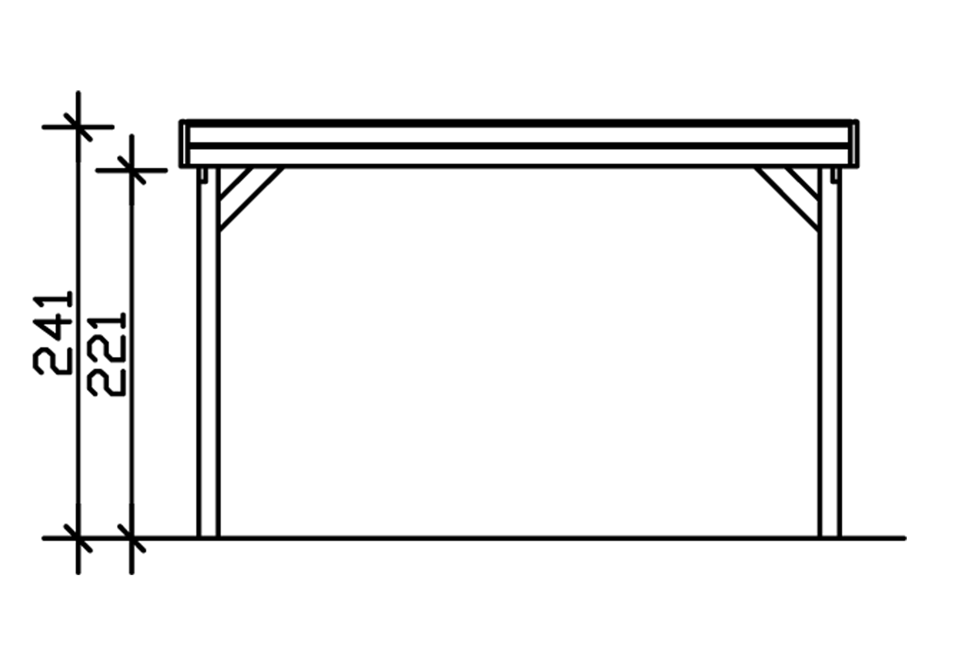 Grafik (Vorderansicht): Carport Friesland 397 cm Breite