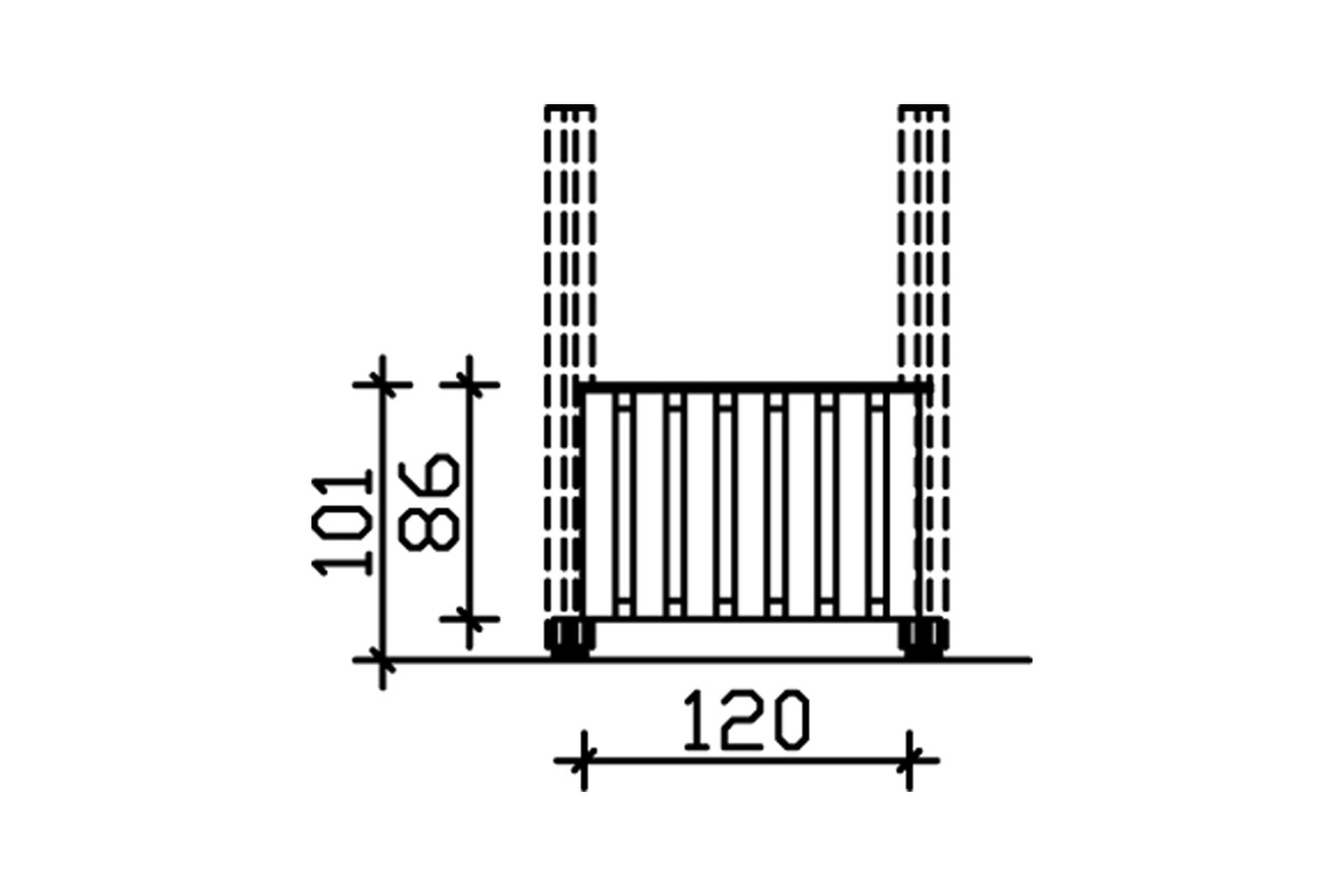 Brüstung Deckelschalung 120 x 84 cm, Douglasie, natur