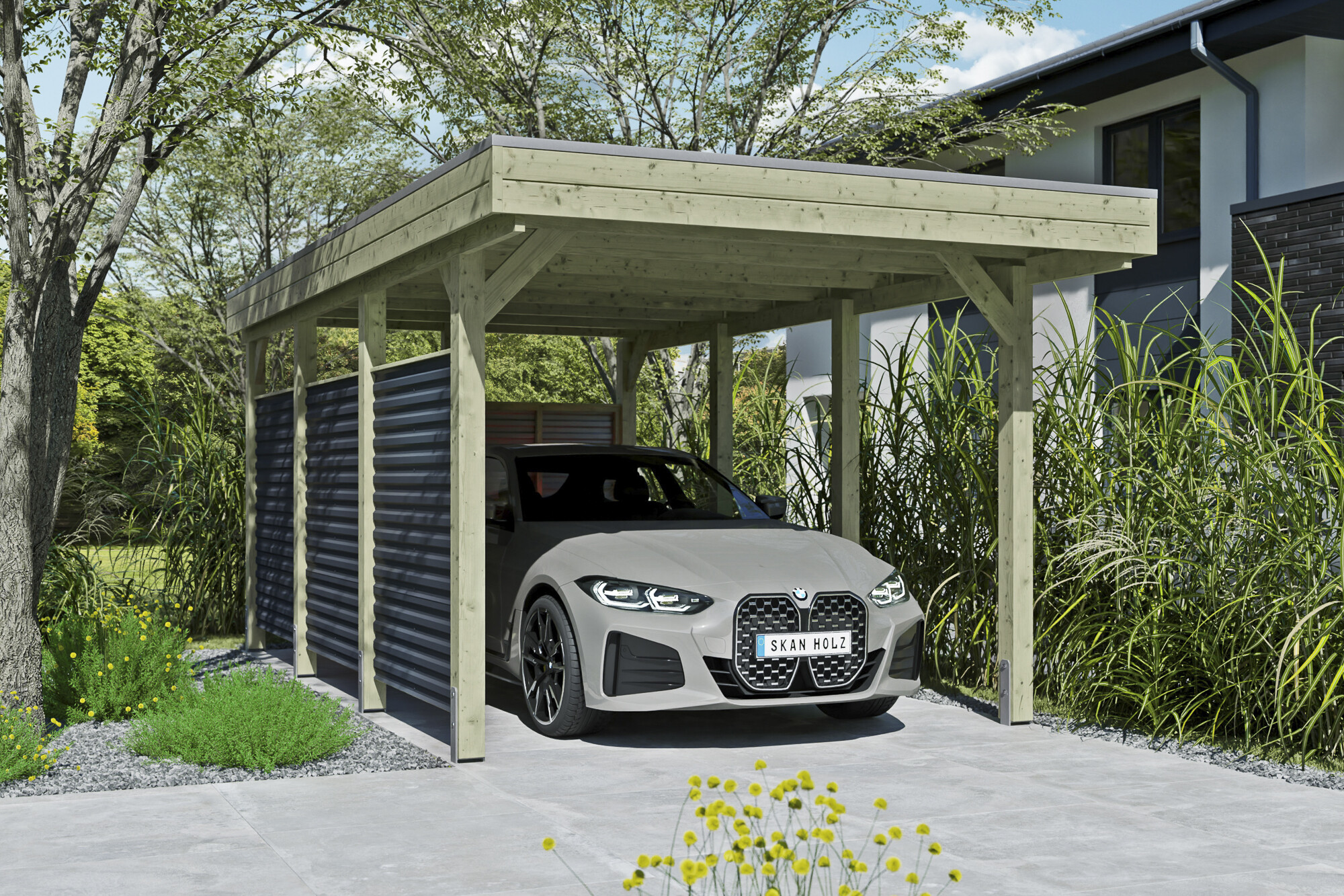 Carport Friesland Hybrid Set 11, 314 x 555 cm mit Rück- und Seitenwand