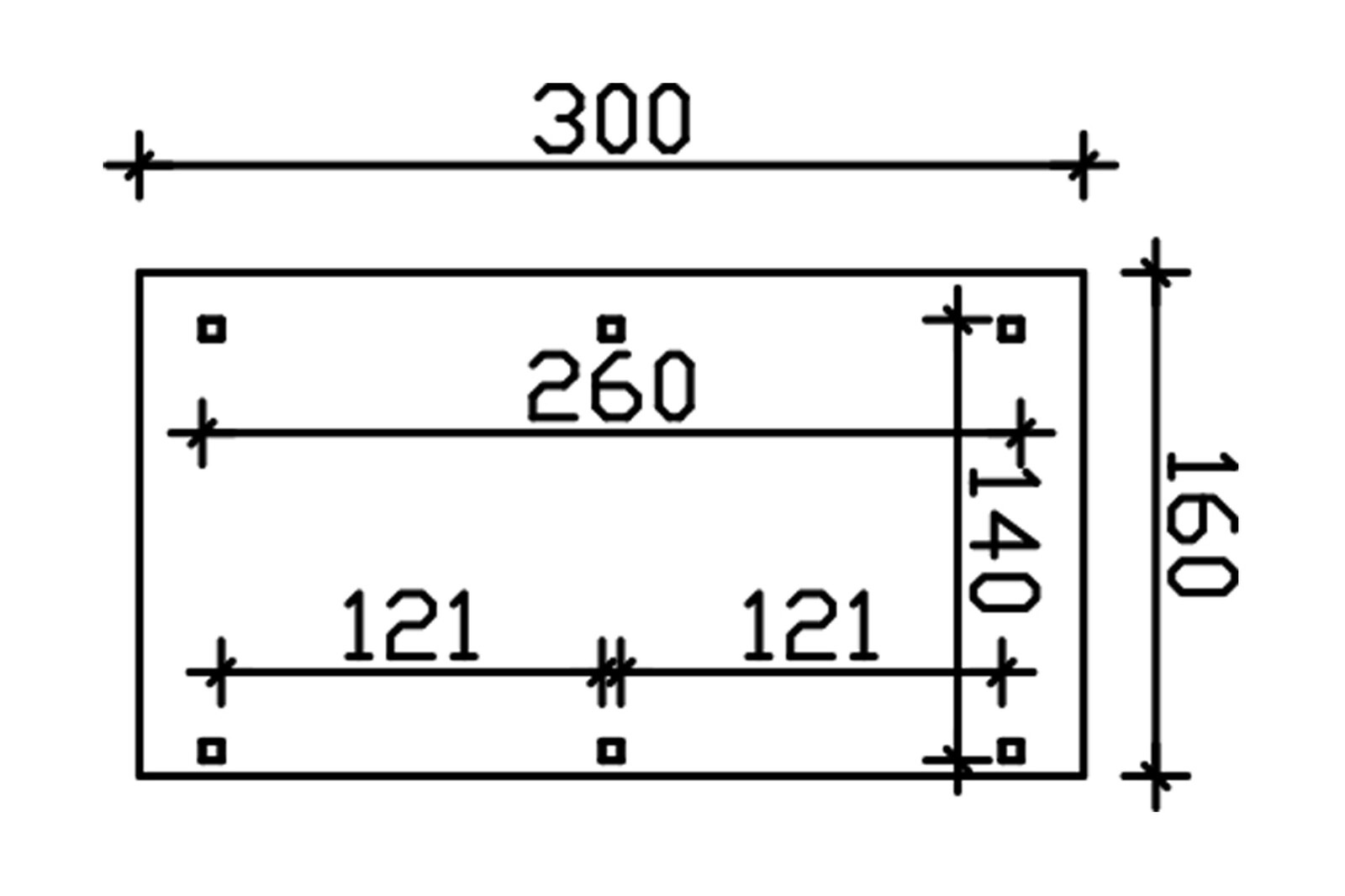 Dřevěný přístřešek MAX 1, 300 x 160 cm, neošetřené