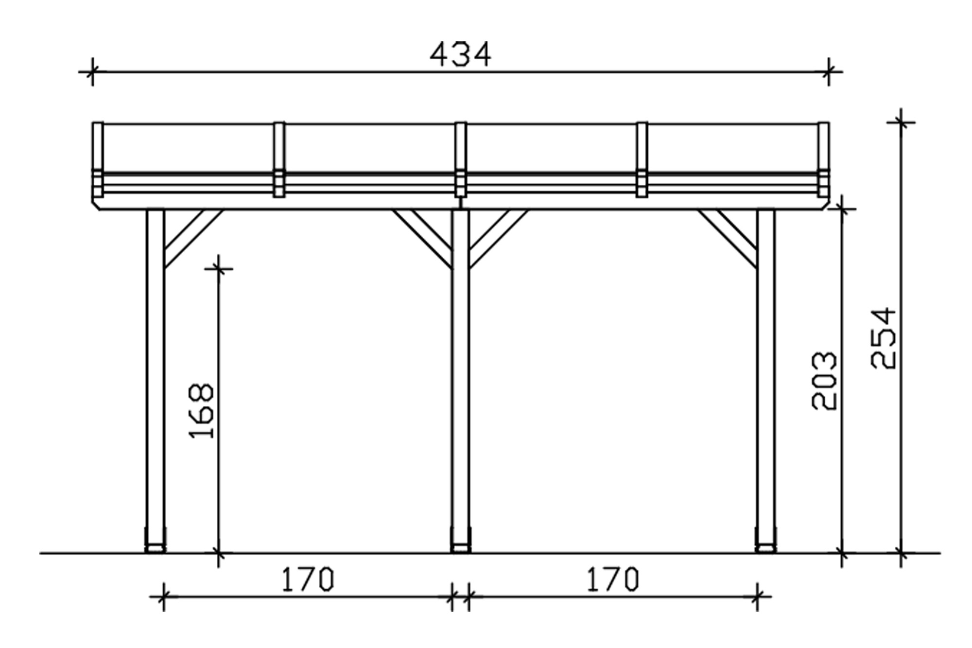 Rimola terrace roof, 434 x 235 cm, douglas fir, natural