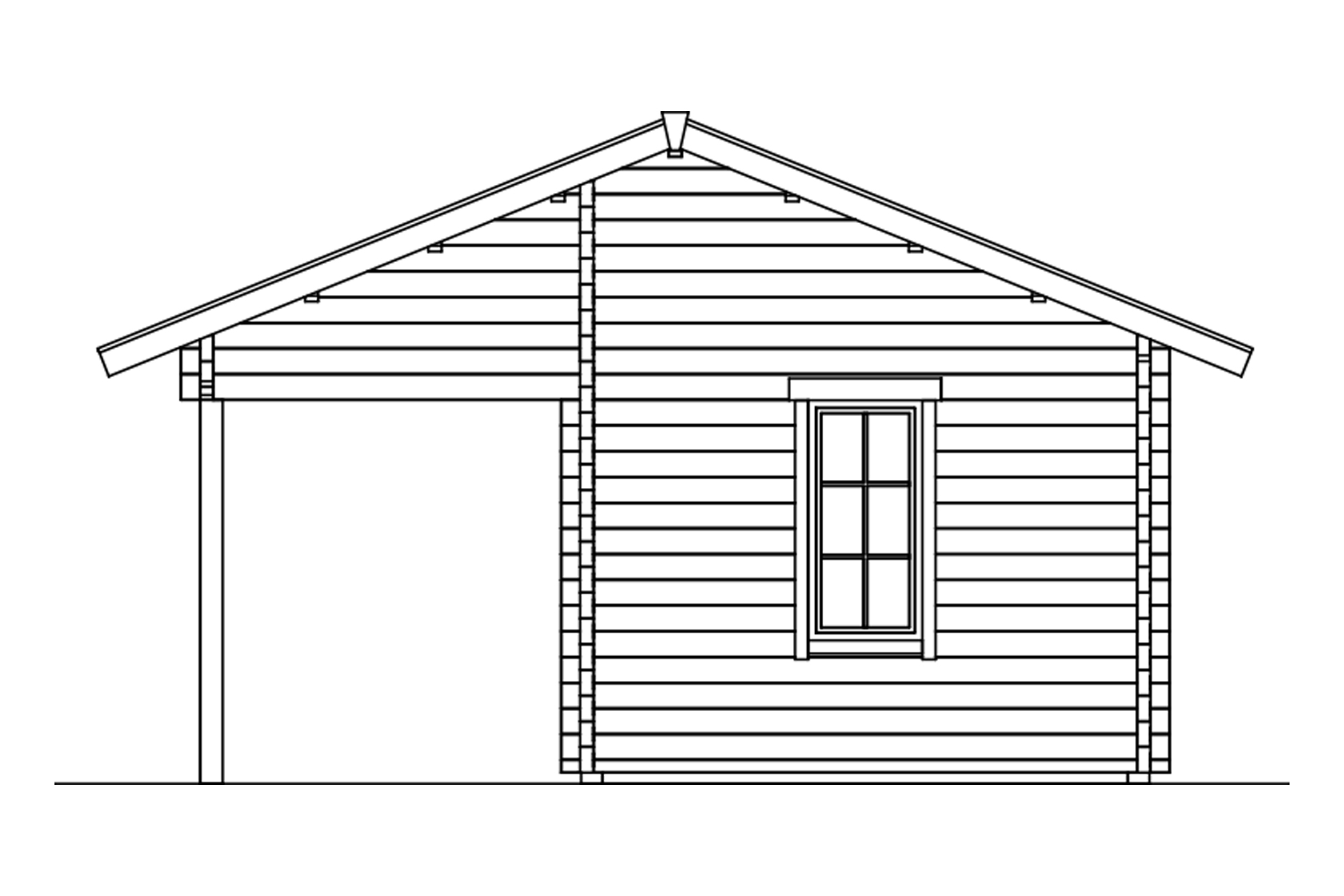 Log cabin Calgary 380 x 300 cm with 2. layers of roof boards, untreated