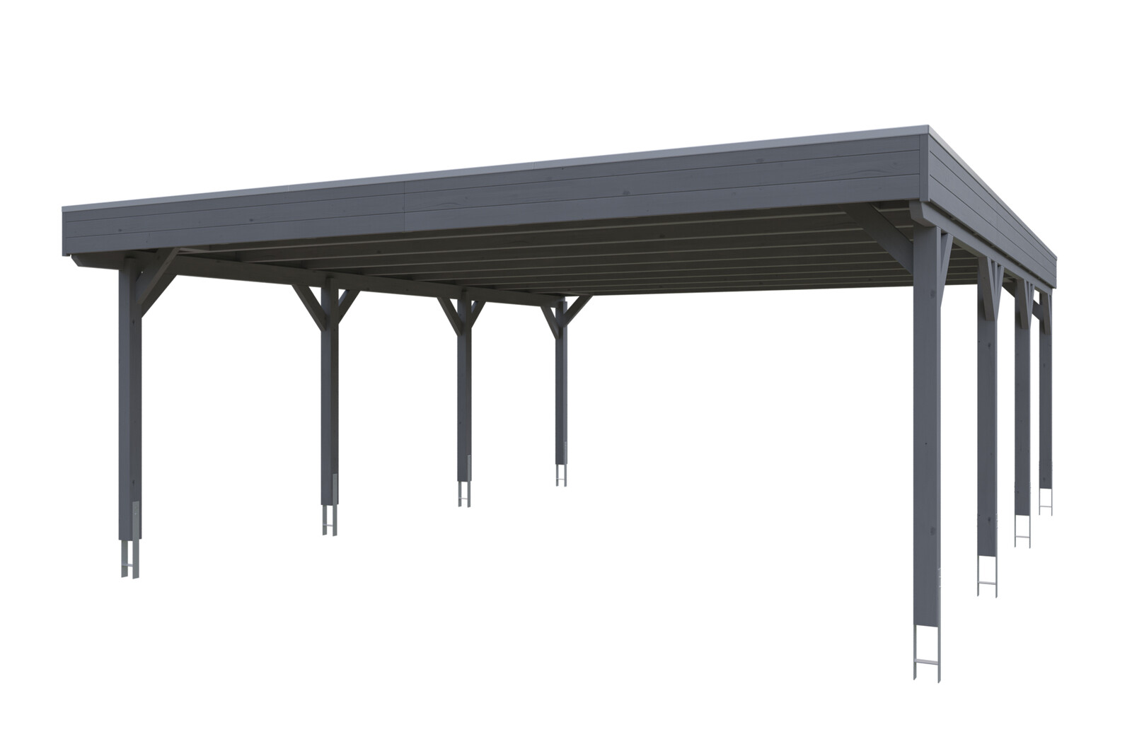 Carport Grunewald 622 x 796 cm mit Aluminiumdach, schiefergrau