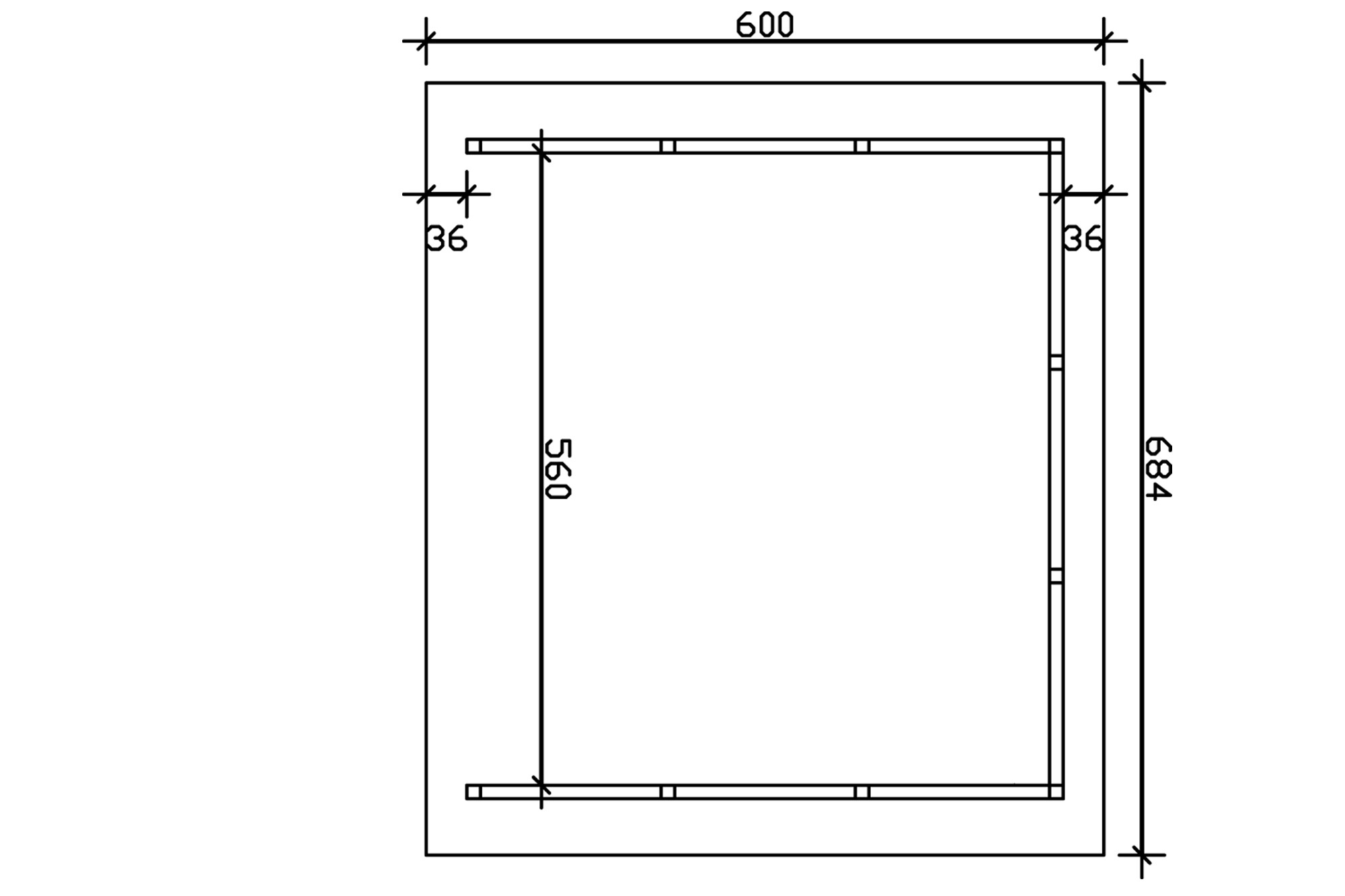 Carport Schwarzwald 684 x 600 cm mit Rückwand, natur, mit Dachlattung