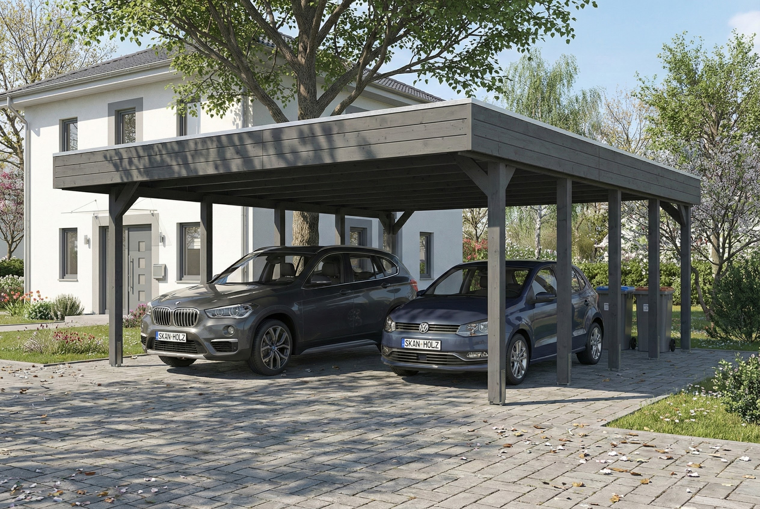 Carport Friesland 546 x 708 cm, met EPDM dak, leigrijs