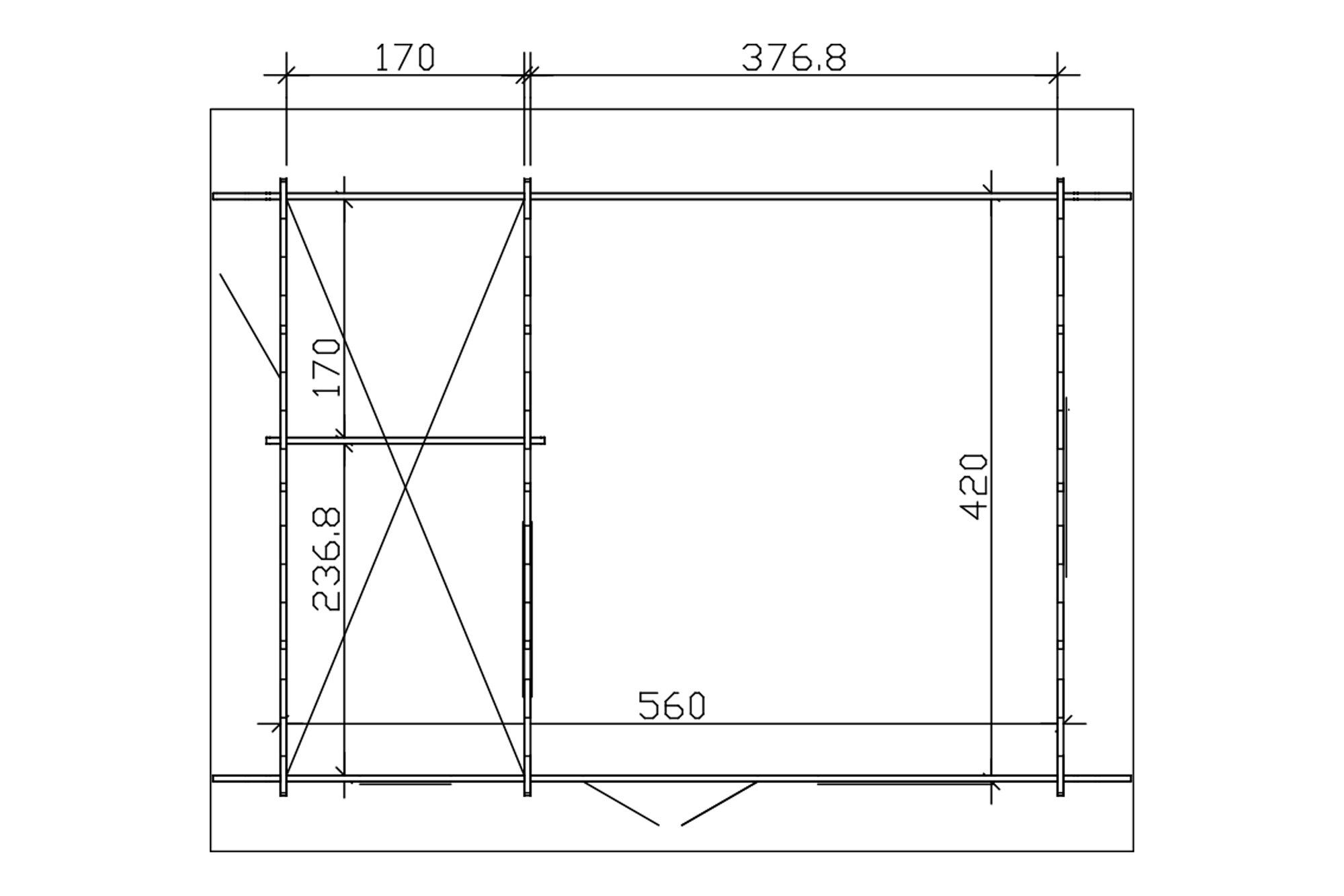 Abri de jardin ESBJERG 2, 420x560cm, 45mm, non traité