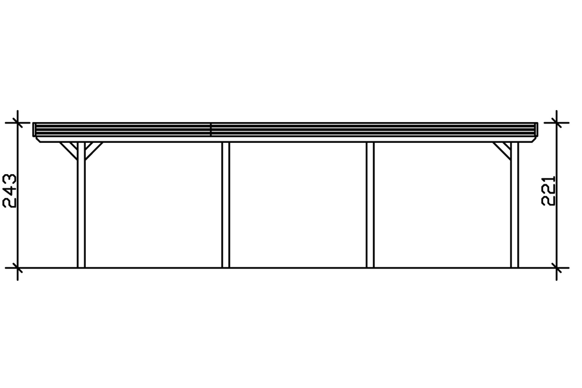 Carport Spessart 355 x 846 cm, gelakt in licht eiken, met Aluminium dakplaten