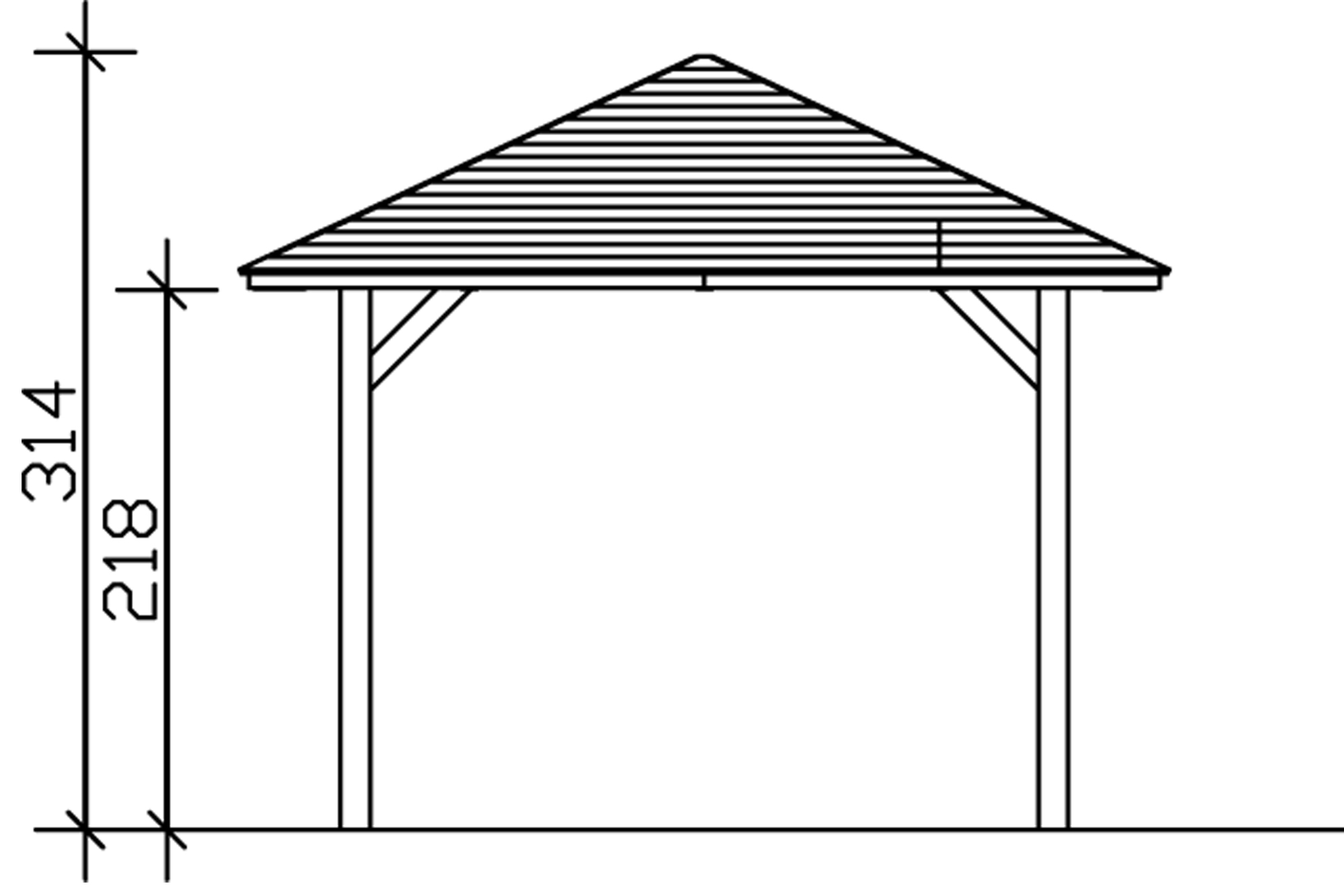Grafik (Vorderansicht): Pavillon Cannes 374 x 374 cm