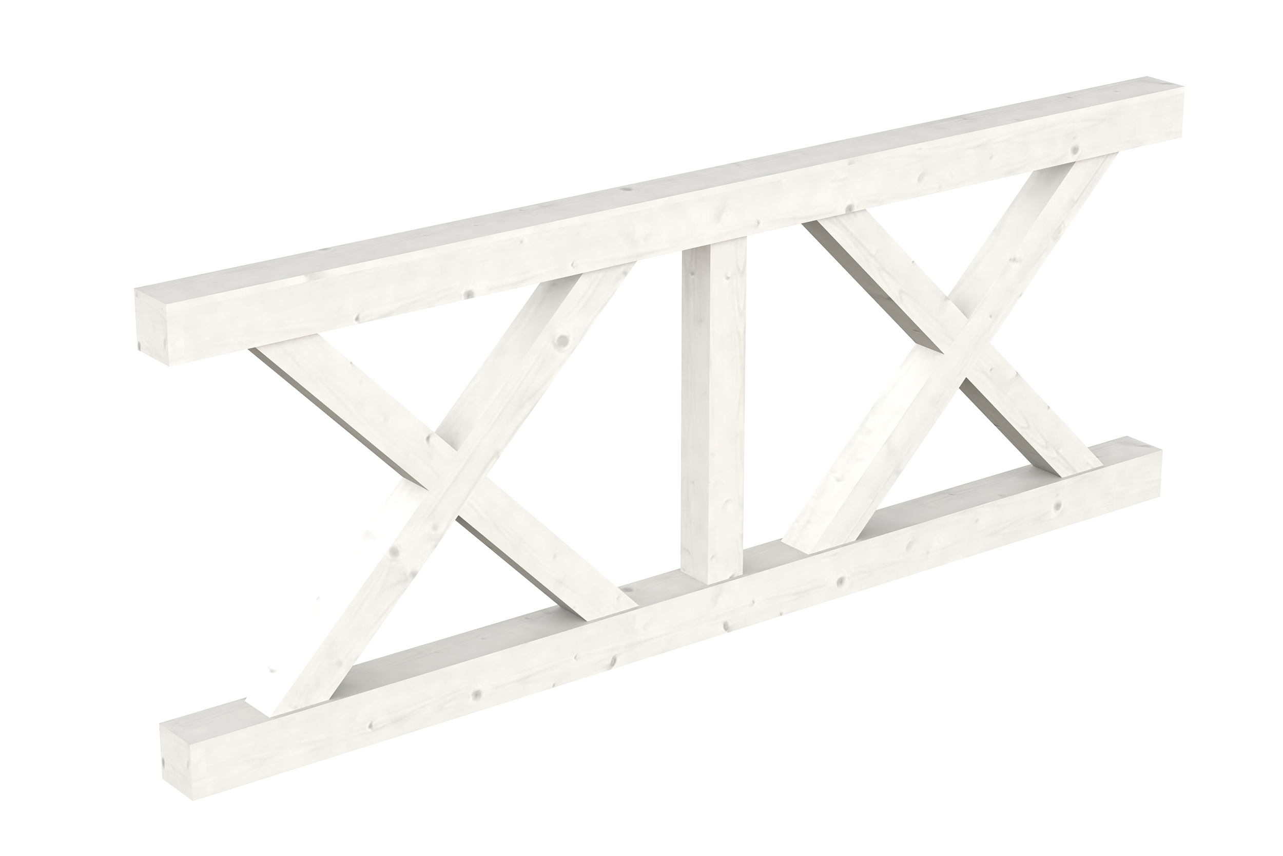 Brüstung Andreaskreuz 220 x 84 cm, Fichte, weiß