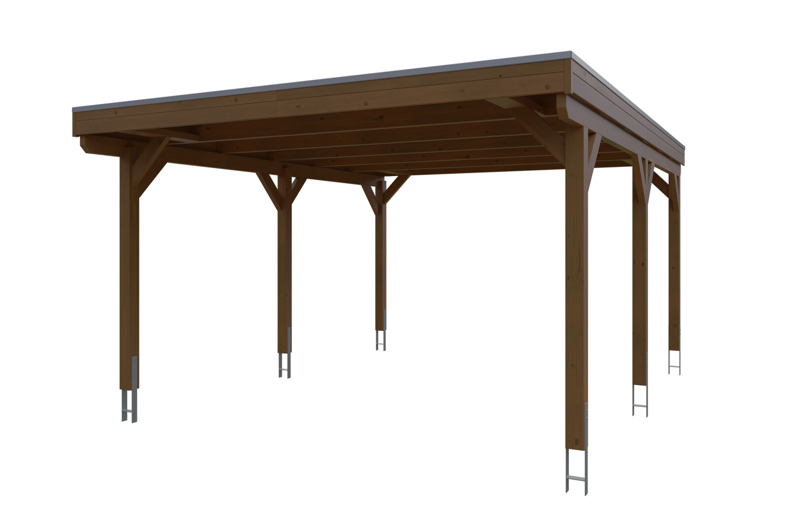 Carport Grunewald 427 x 554 cm mit EPDM-Dach, nussbaum