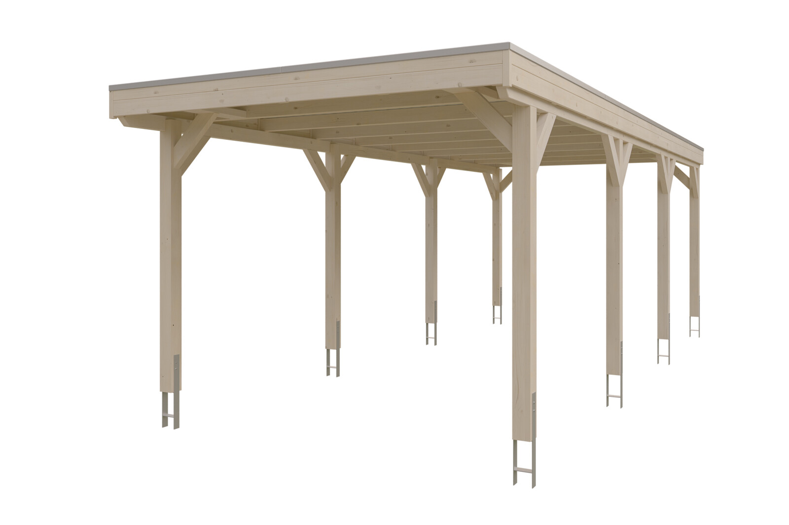 Carport Grunewald 321 x 796 cm with EPDM roof, untreated