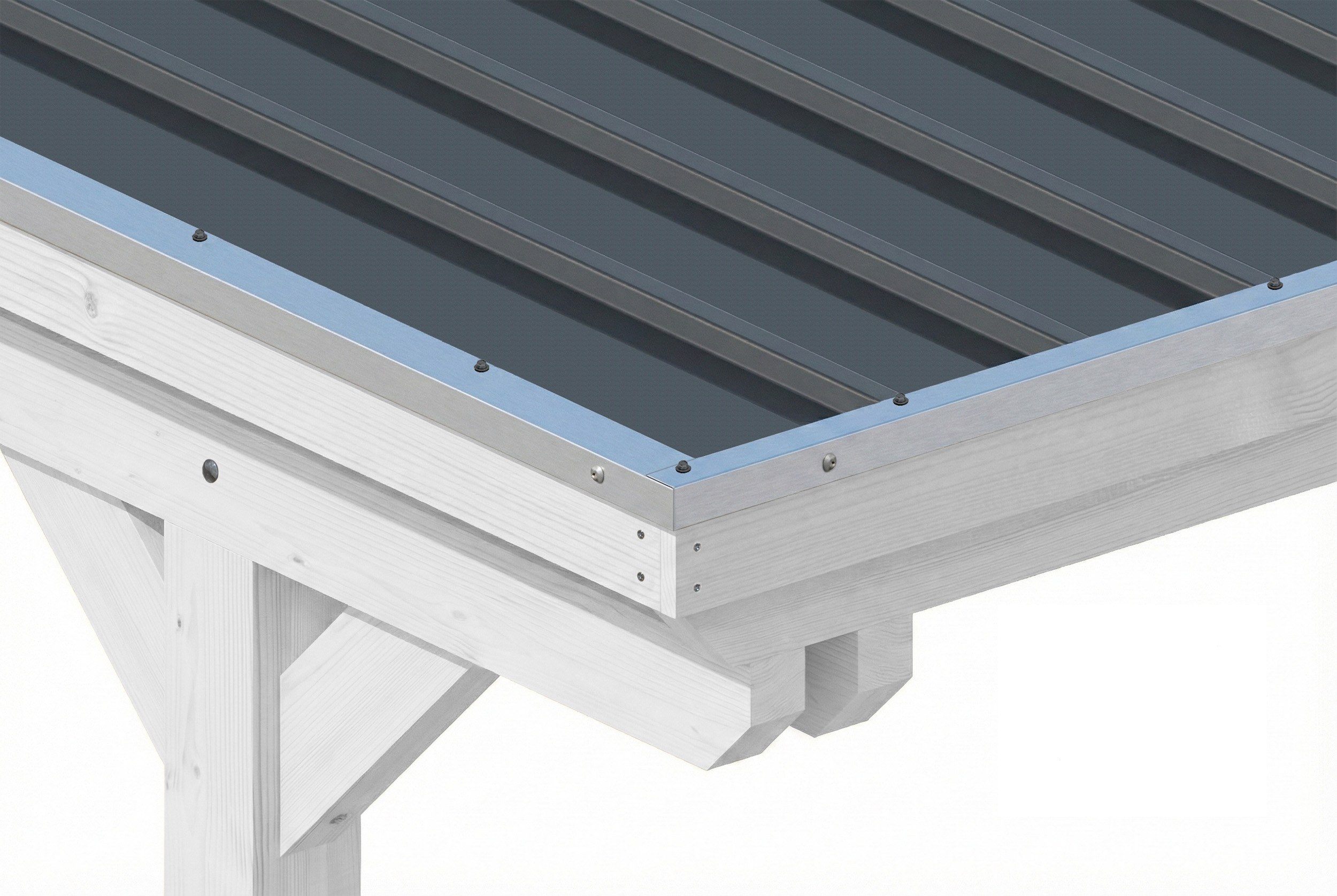 Carport Emsland 609 x 604 cm, Stahl-Dachplatten mit Antikondensvlies, weiß
