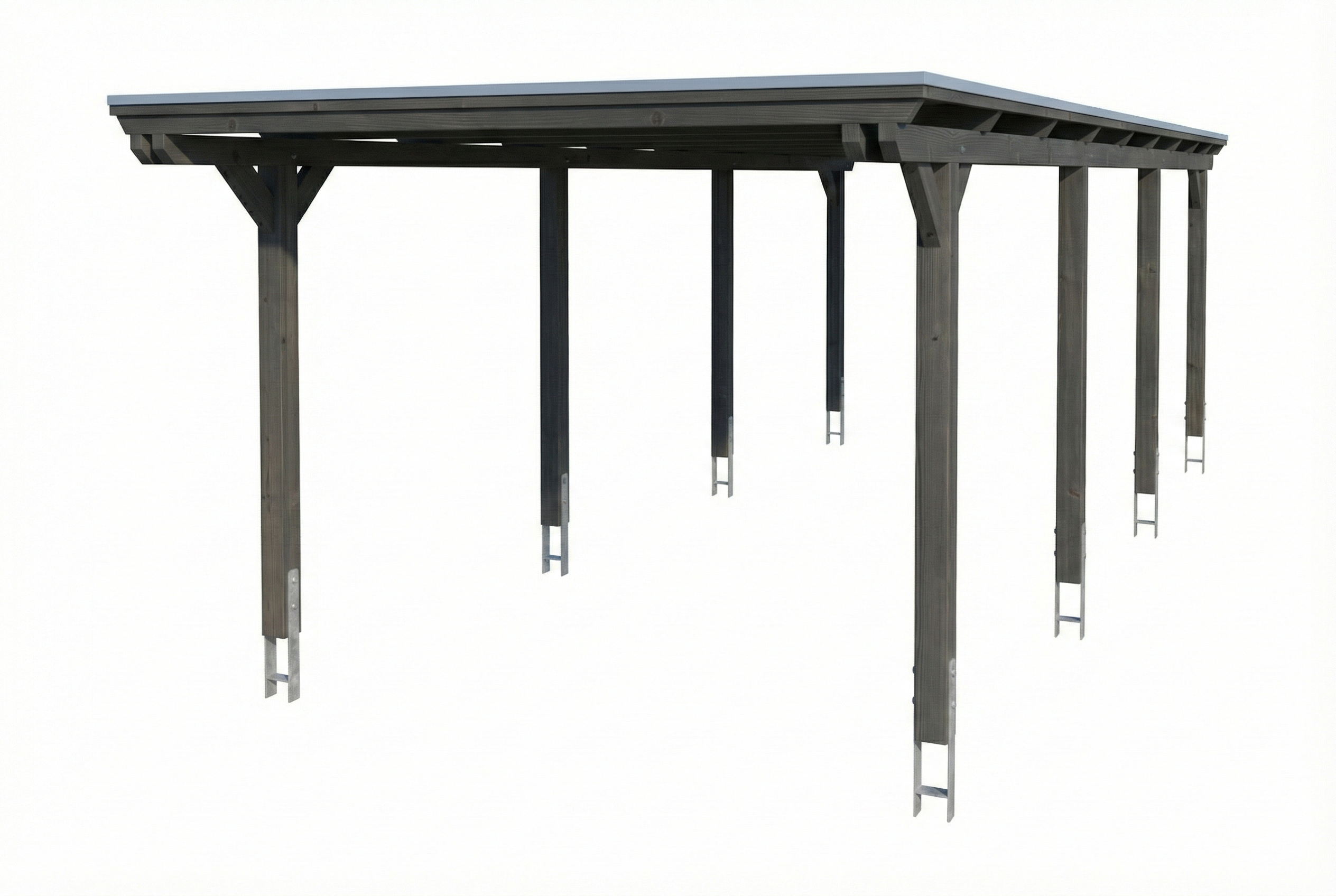 Carport Emsland 340 x 846 cm, stalen dakplaten met anticondensvlies, leigrijs