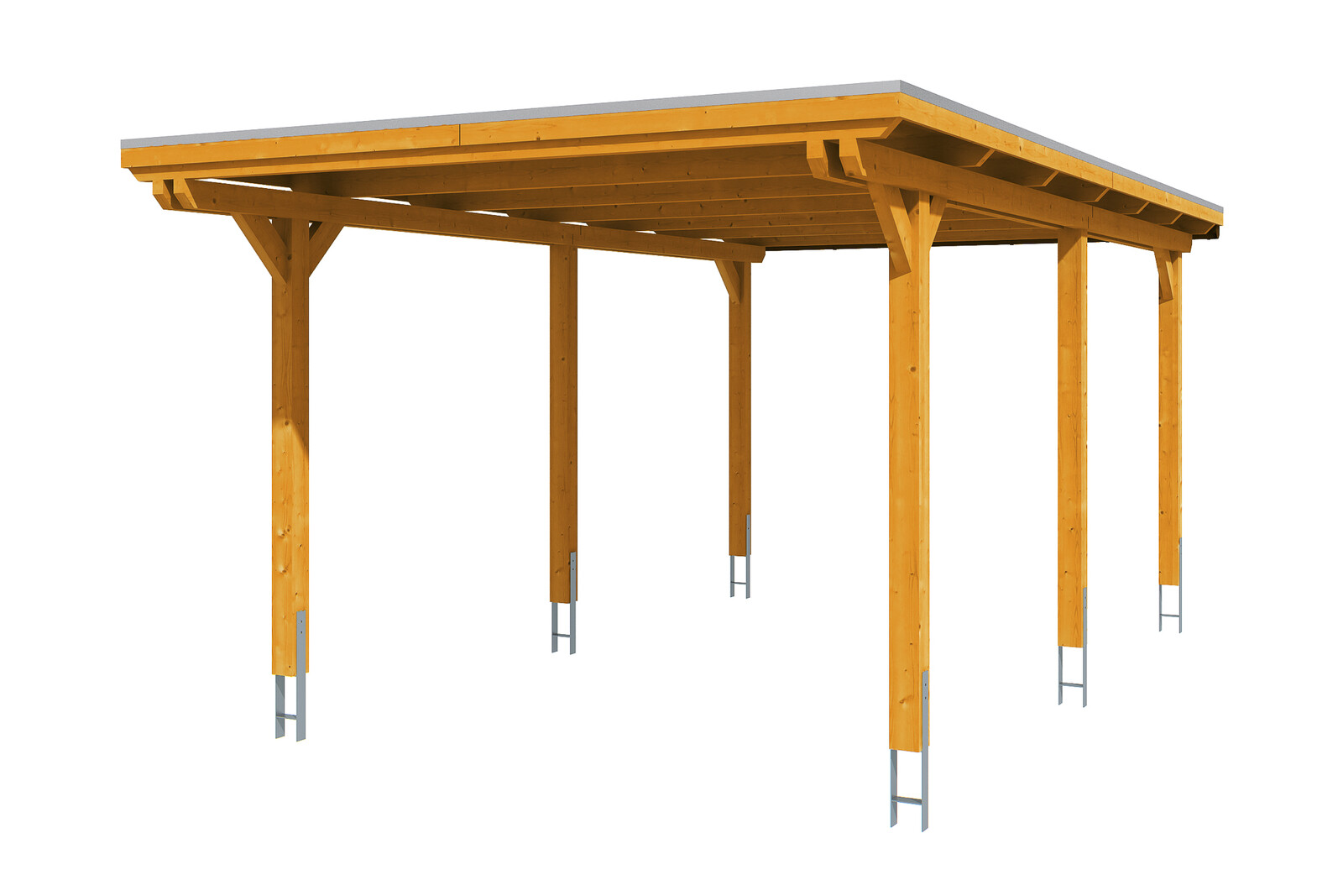 Carport Emsland 354 x 604 cm mit EPDM-Dach, eiche hell