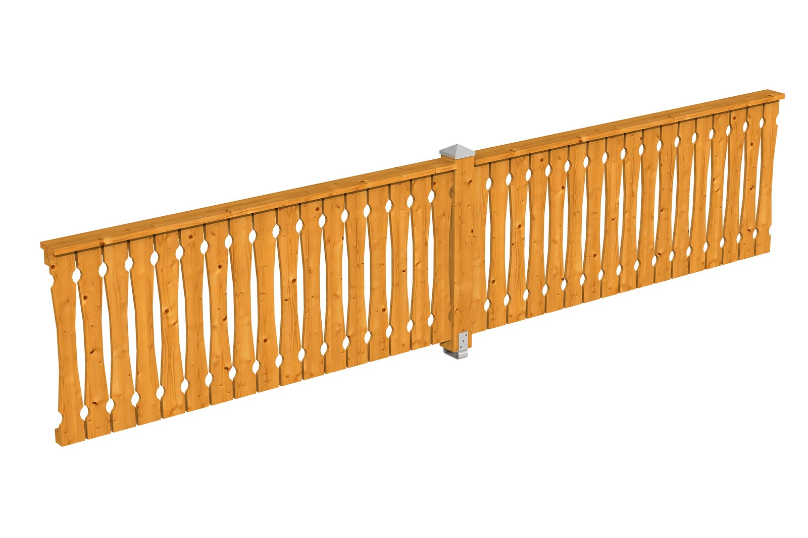 Balustrade panneau ajouré 465 x 96 cm, bois d'épinette, traitement coloré chêne clair