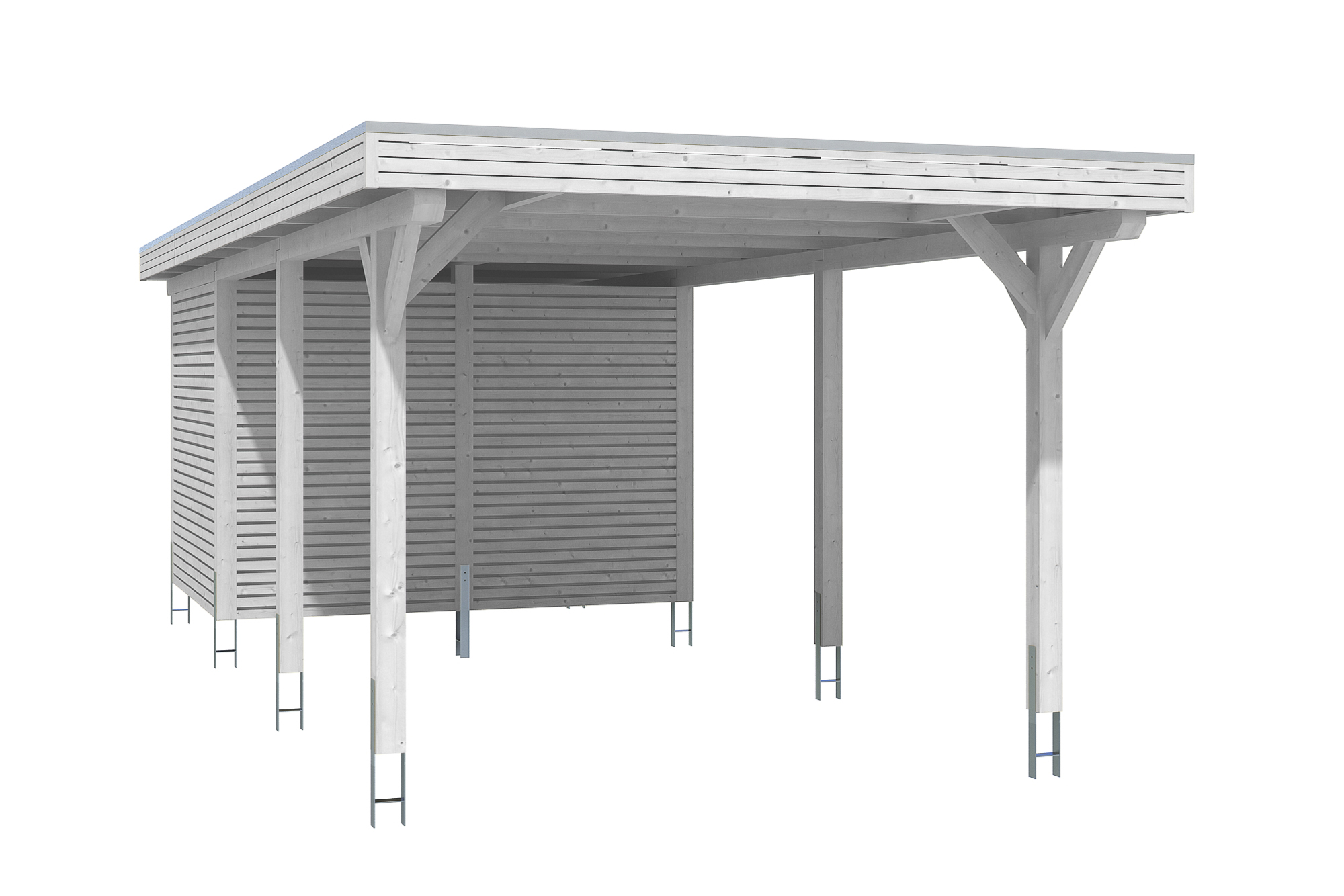 Produktbild: Carport Spessart 355 x 846 cm mit Abstellraum, farblich behandelt in weiß