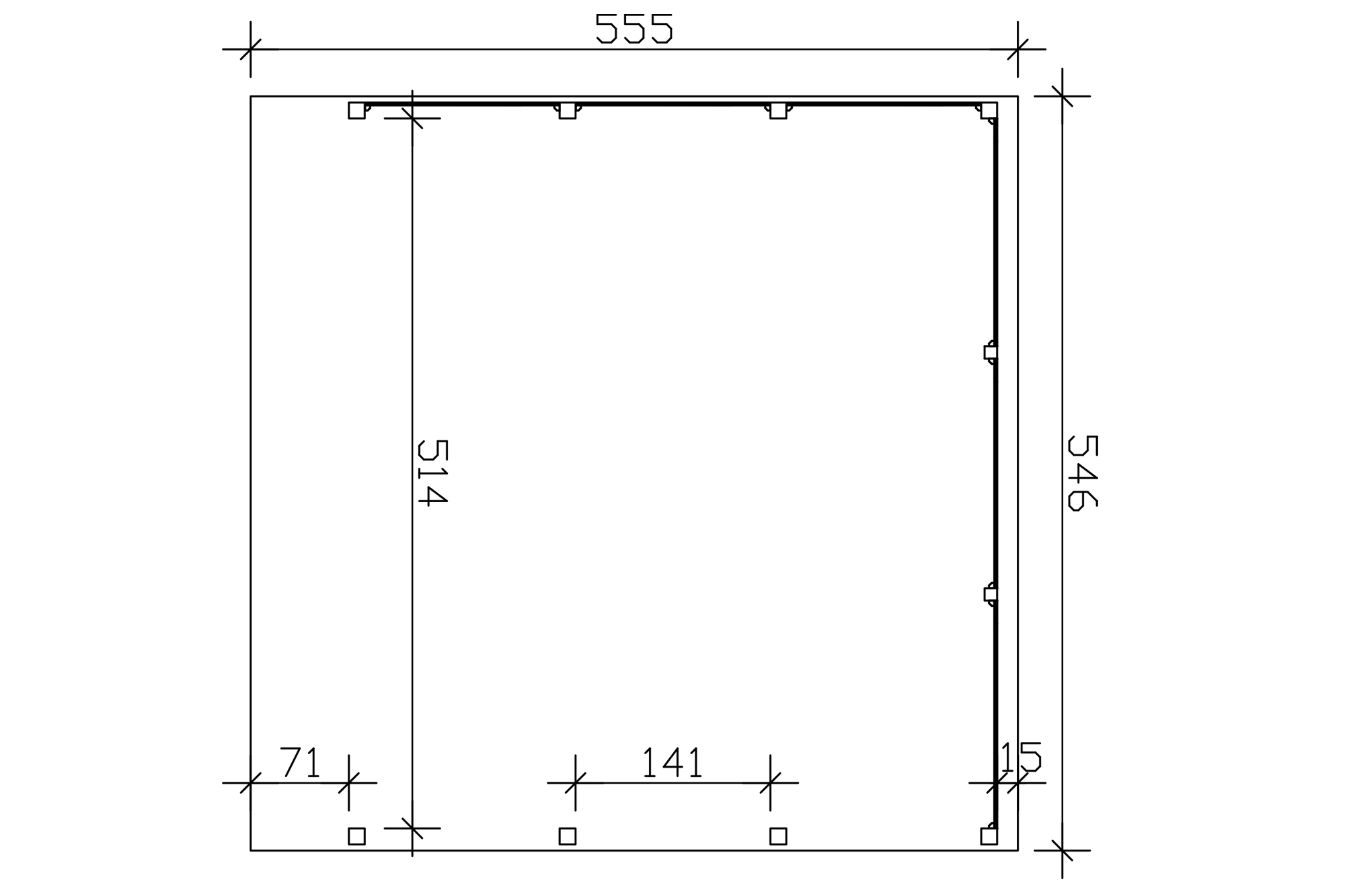Carport Friesland Set C, 546 x 555 cm, met zij- en achterwand, leigrijs