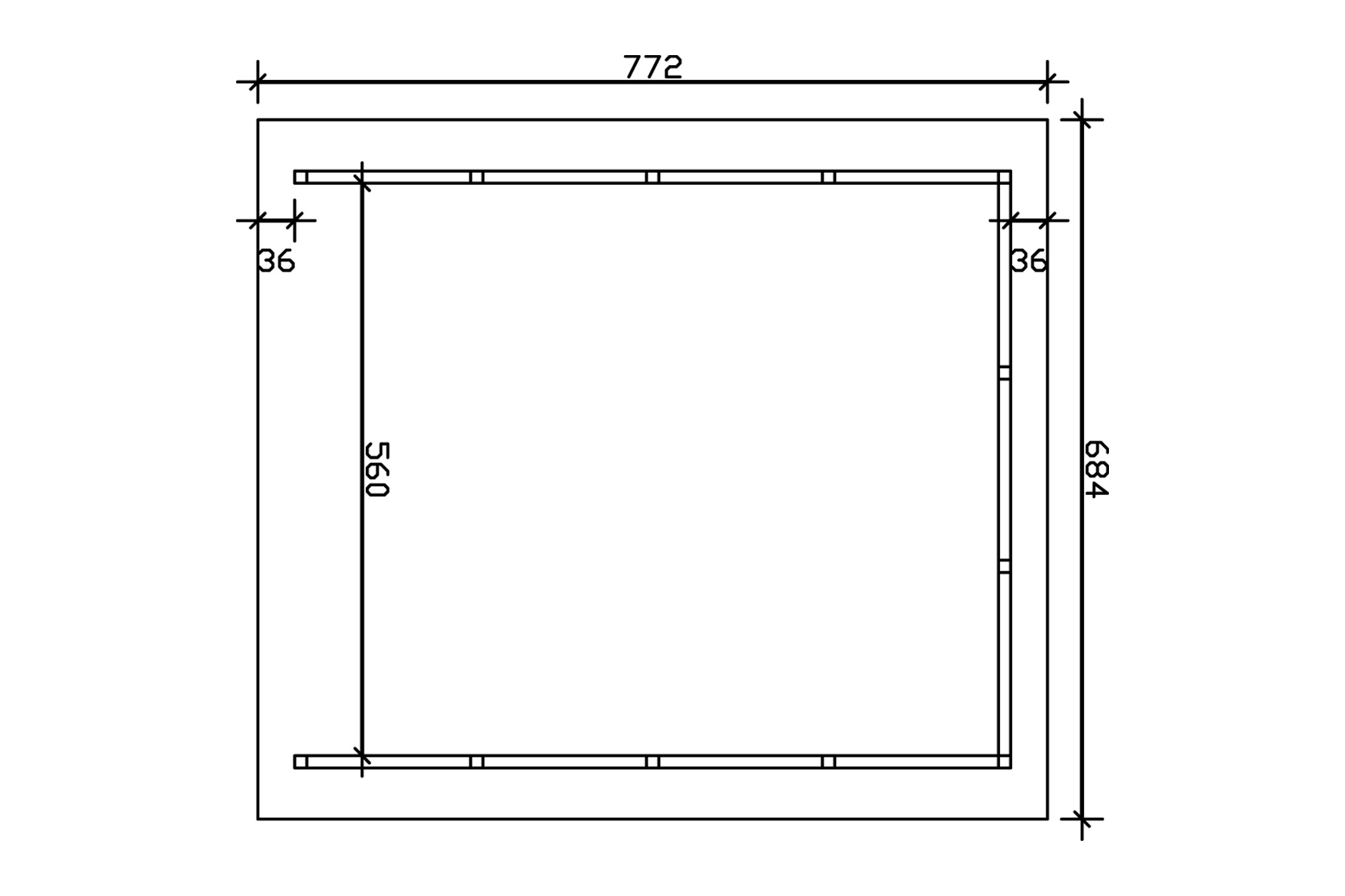 Carport SCHWARZWALD 684x772cm avec paroi arriere, planches de toit, KVH-bois d'épinette, traitement coloré blanc